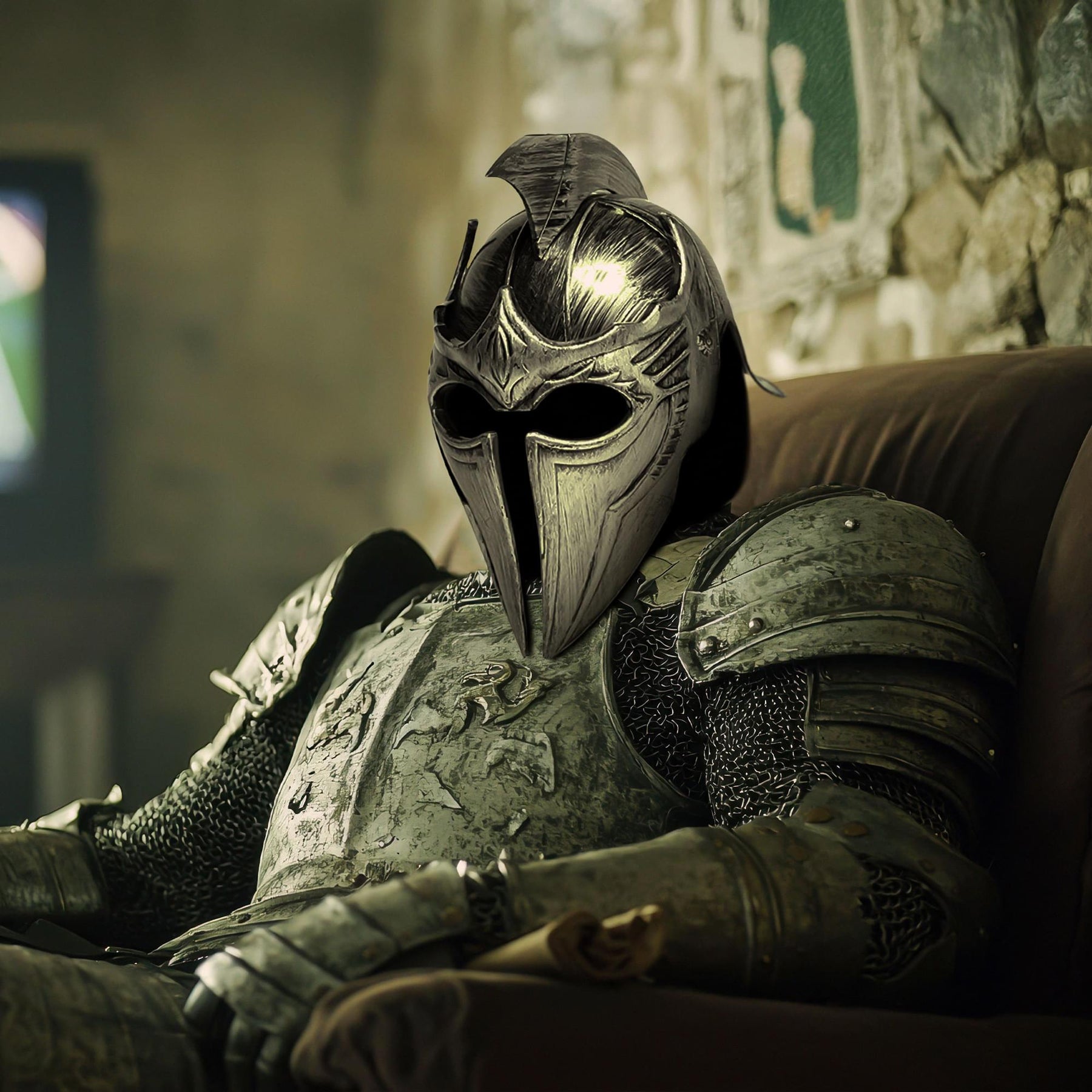 Gladiator Point Helmet Silver Adult Costume OS