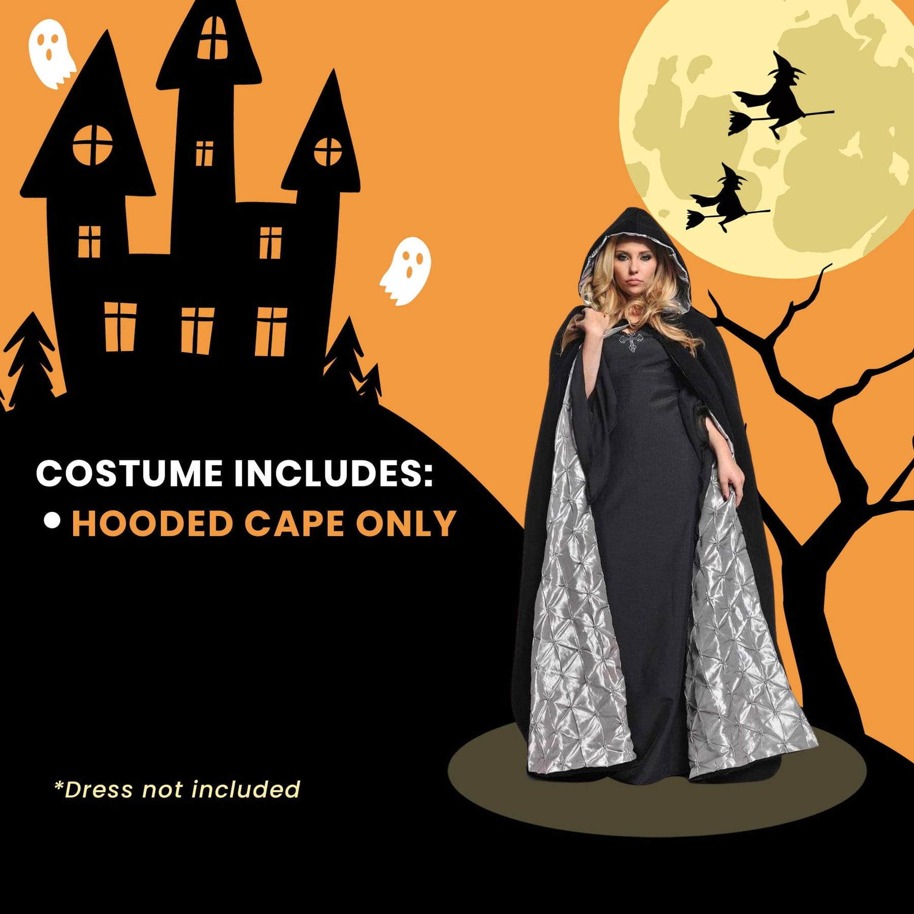 63" Deluxe Velvet Adult Costume Accessory Cape - Silver Satin Lining