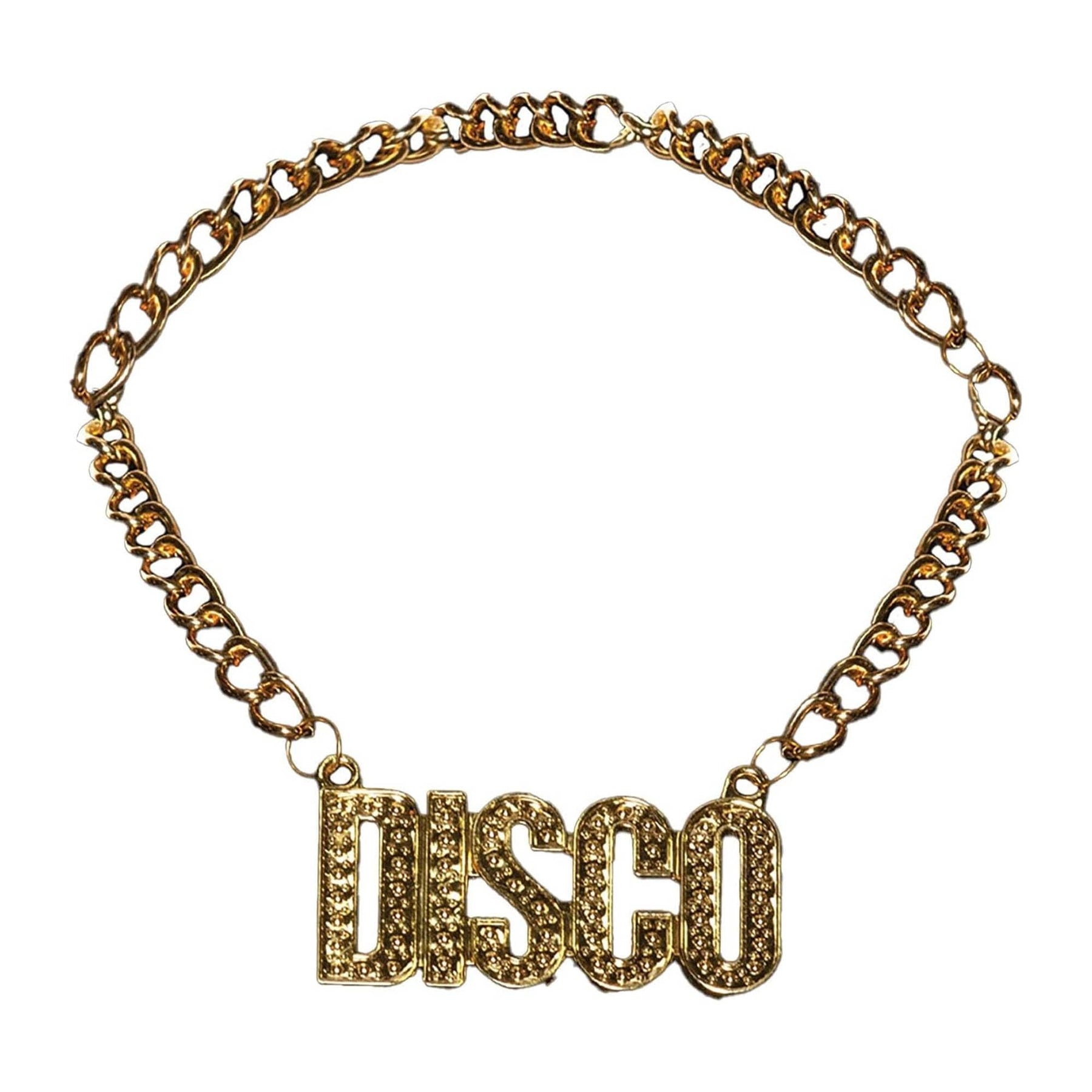 Gold Disco Chain Necklace Costume Jewelry