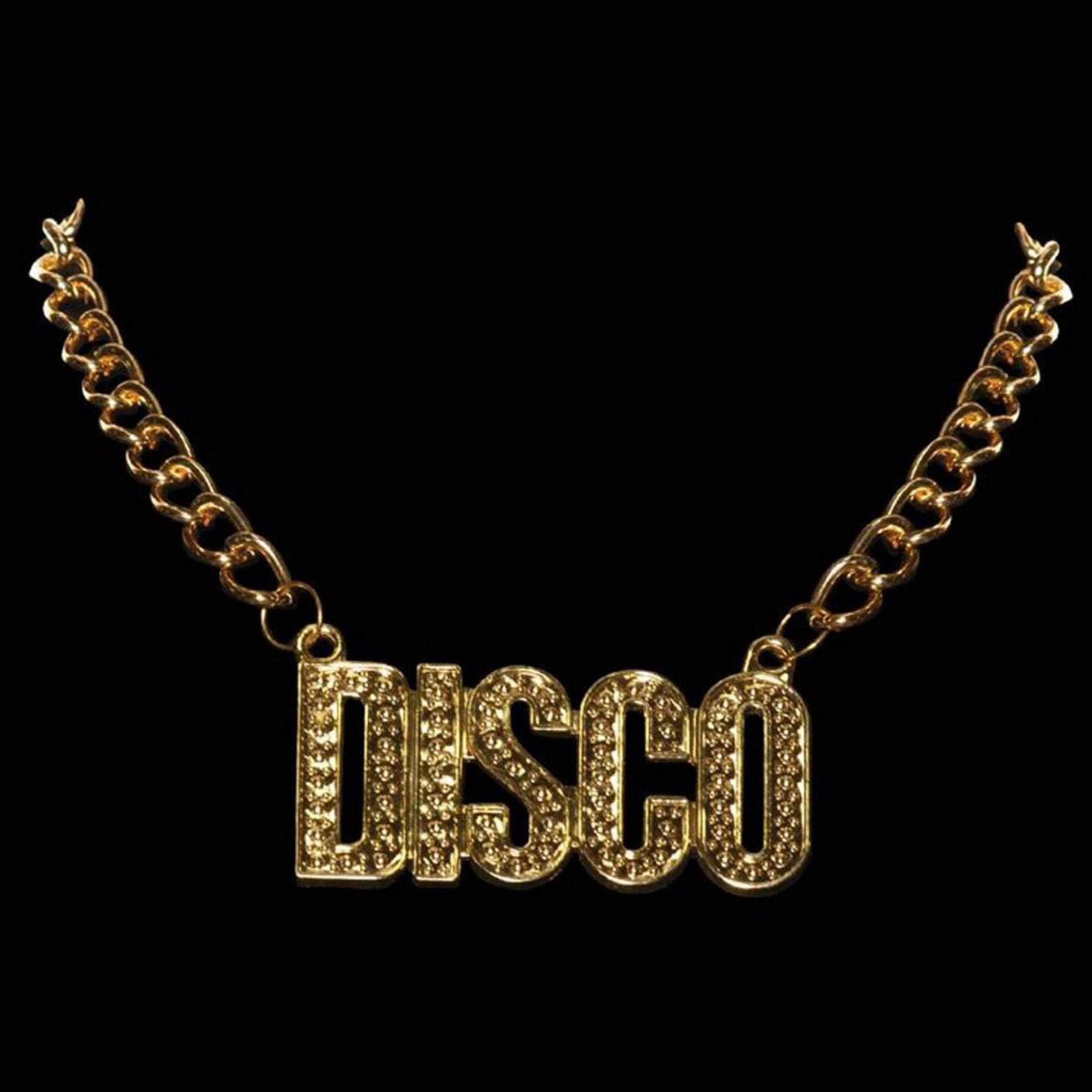 Gold Disco Chain Necklace Costume Jewelry