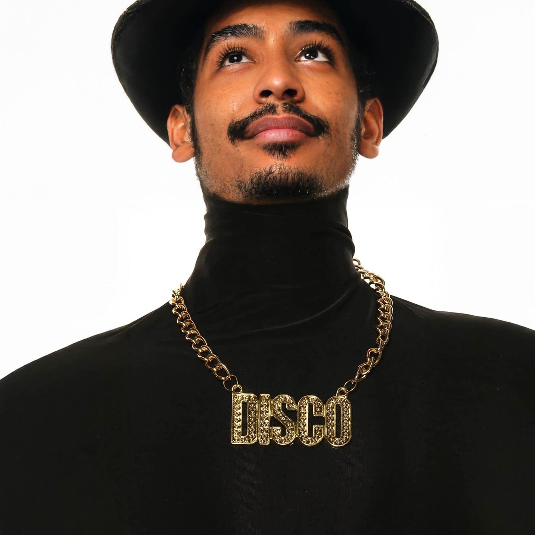 Gold Disco Chain Necklace Costume Jewelry