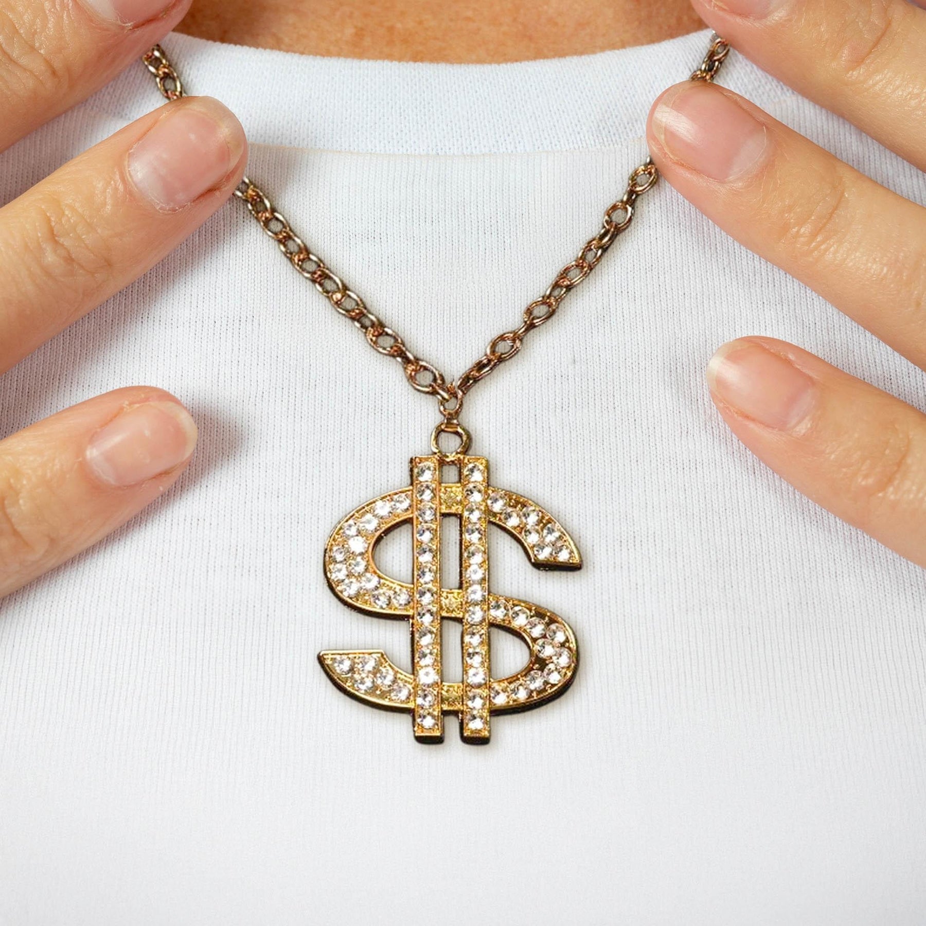 Gold Money $ Chain Necklace Costume Jewelry