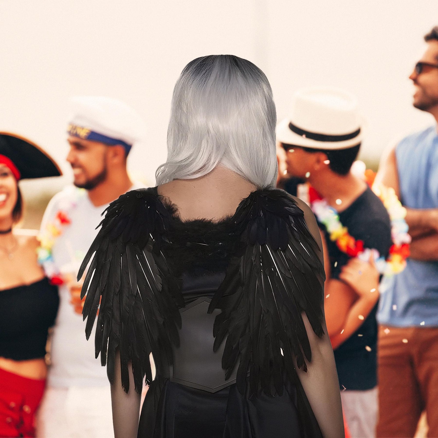 Feather Wings One Size Adult Costume Accessory | Black