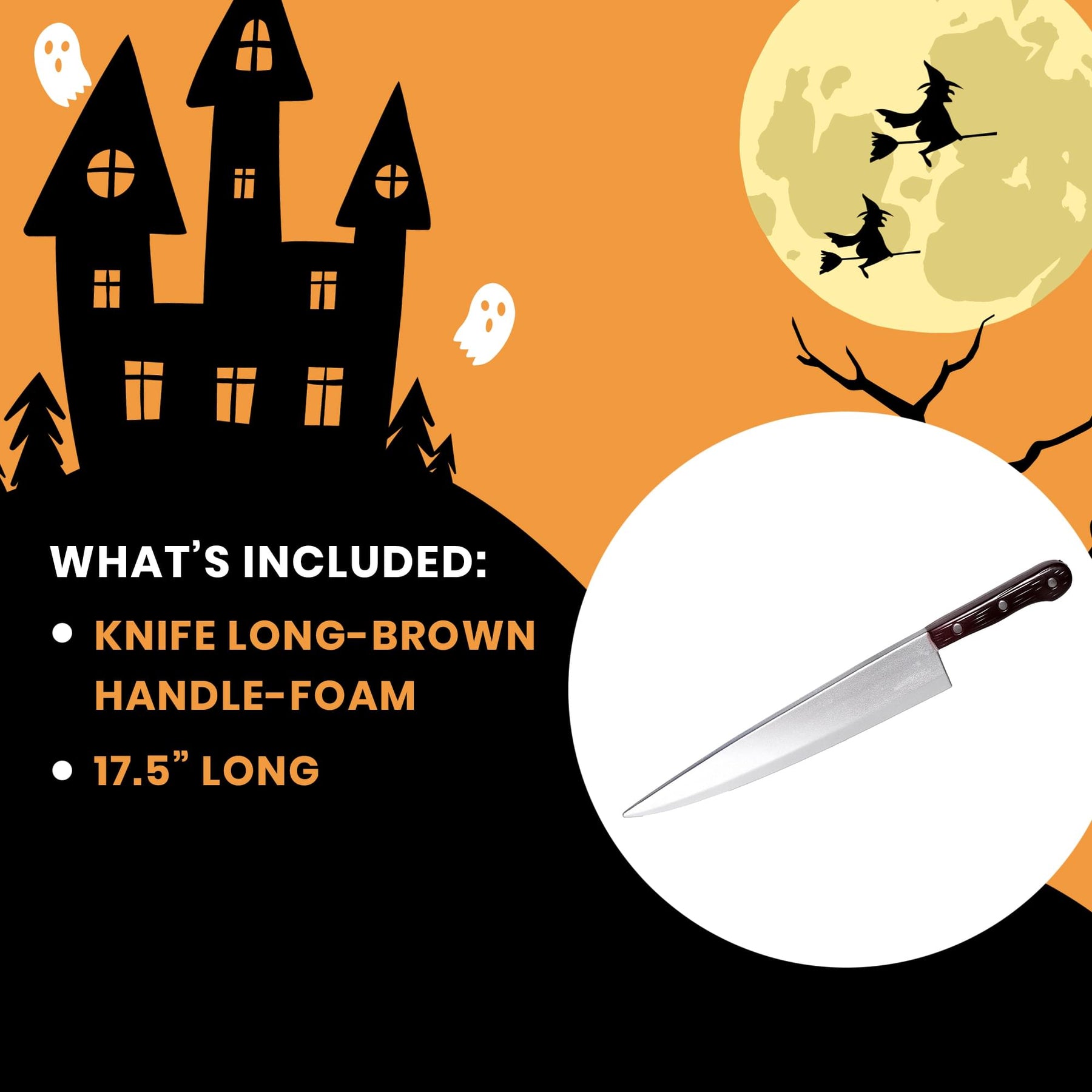 Butcher Knife Brown Handle 18 Inch Foam Adult Costume Accessory