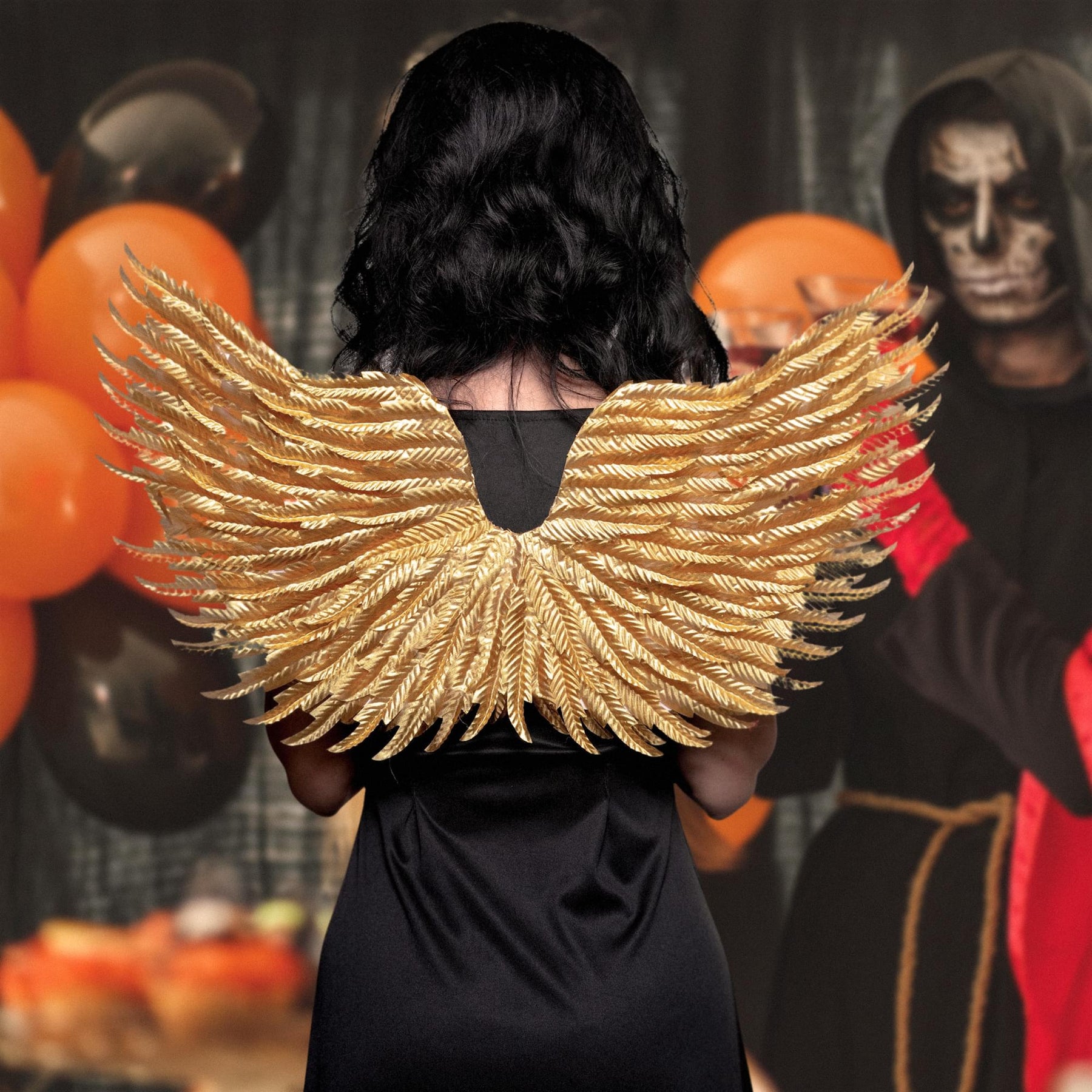 Gold Foil Feather Double Sided Wings Adult Costume Accessory