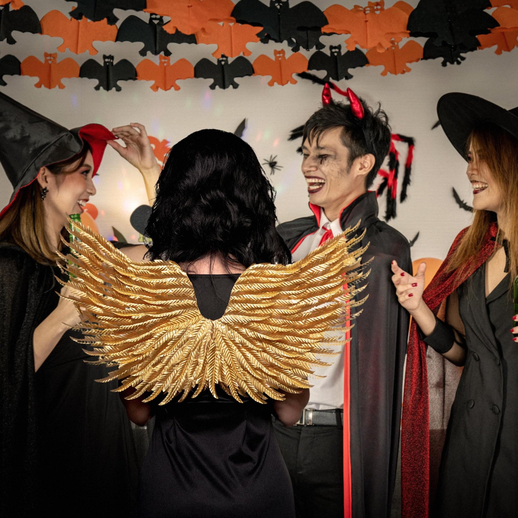 Gold Foil Feather Double Sided Wings Adult Costume Accessory