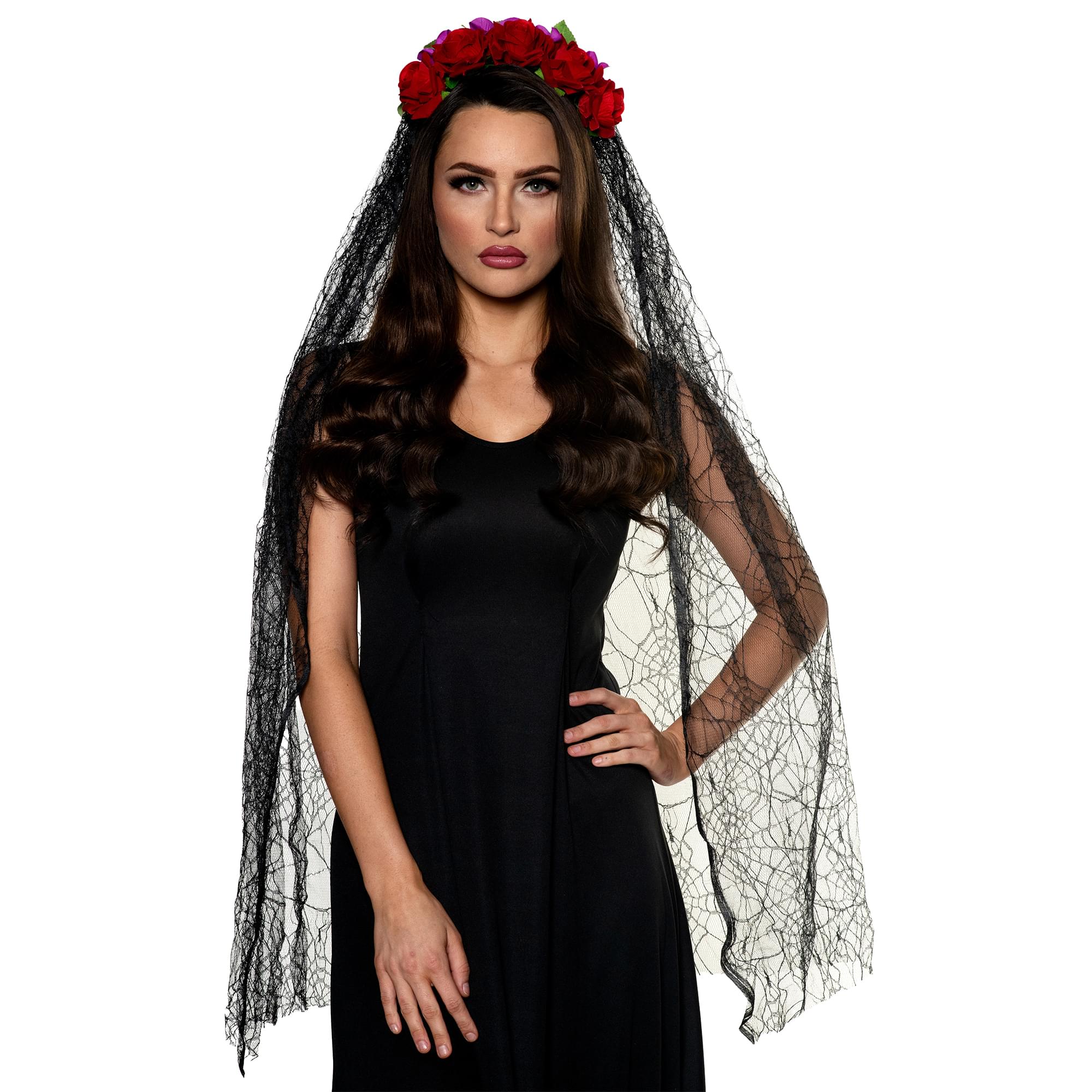 Day Of The Dead Maskerade Maske Mit Schleier & Stirnband – Perfekt Für Halloween & Karneval