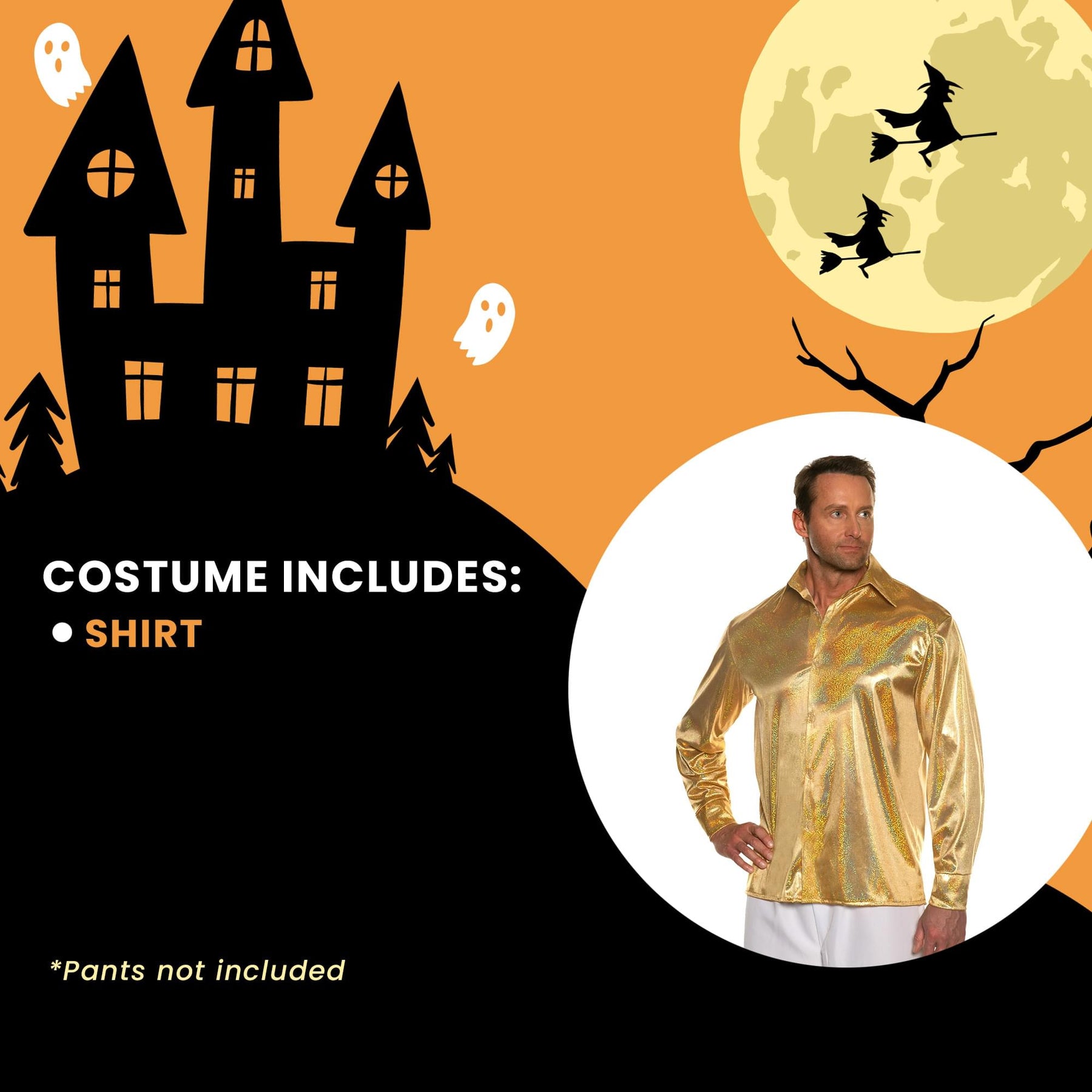 70s Gold Metallic Adult Costume Disco Shirt
