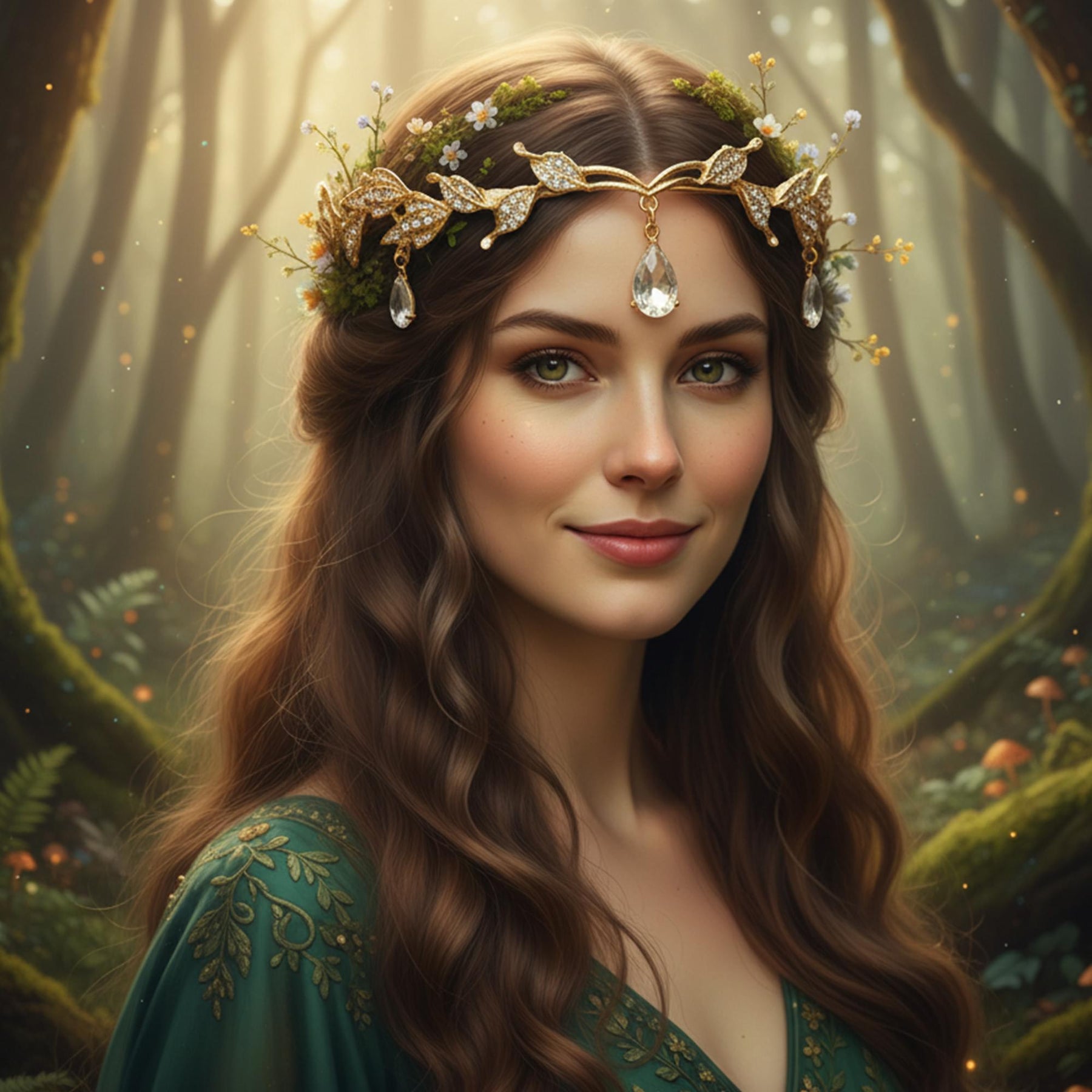 Leaf Metal Crown With Clear Jewels Adult Costume Accessory