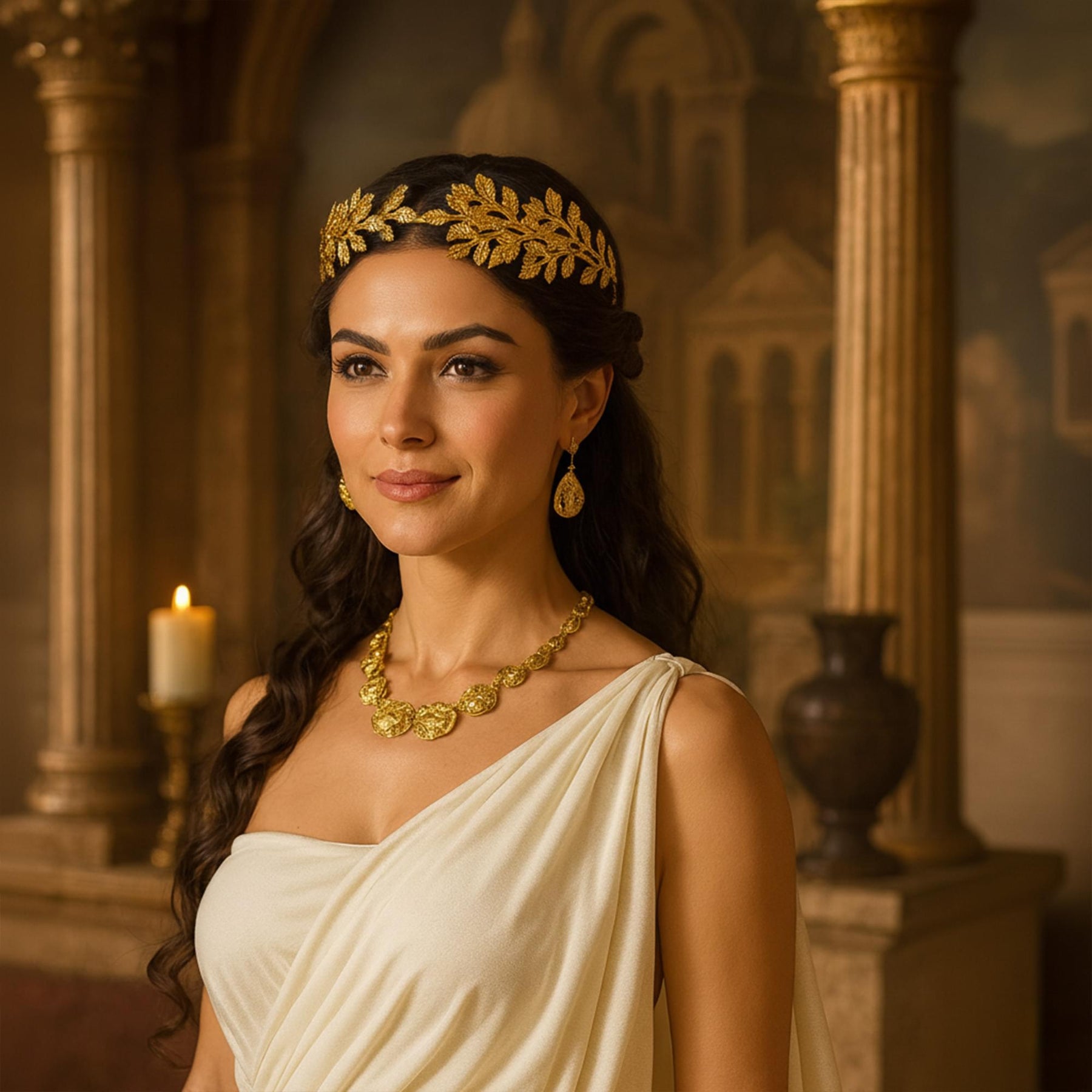 Greek Gold Leaf Tiara Adult Costume Half Headband