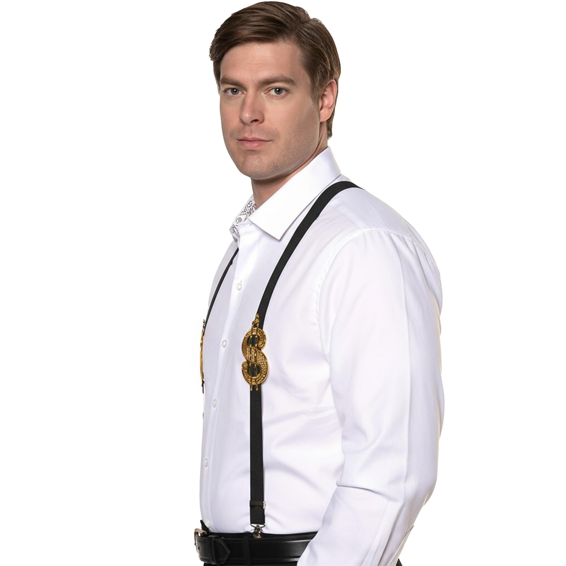 Gold Dollar Sign Adult Costume Suspenders