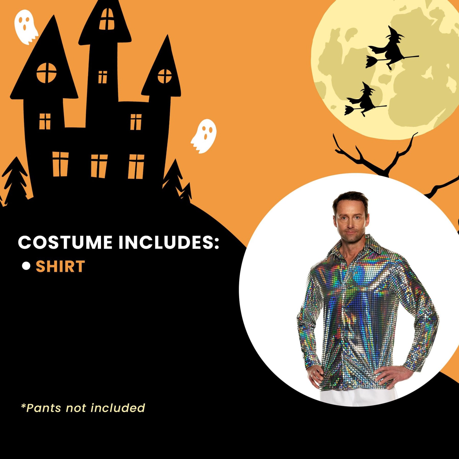 70s Hologram Adult Costume Disco Shirt