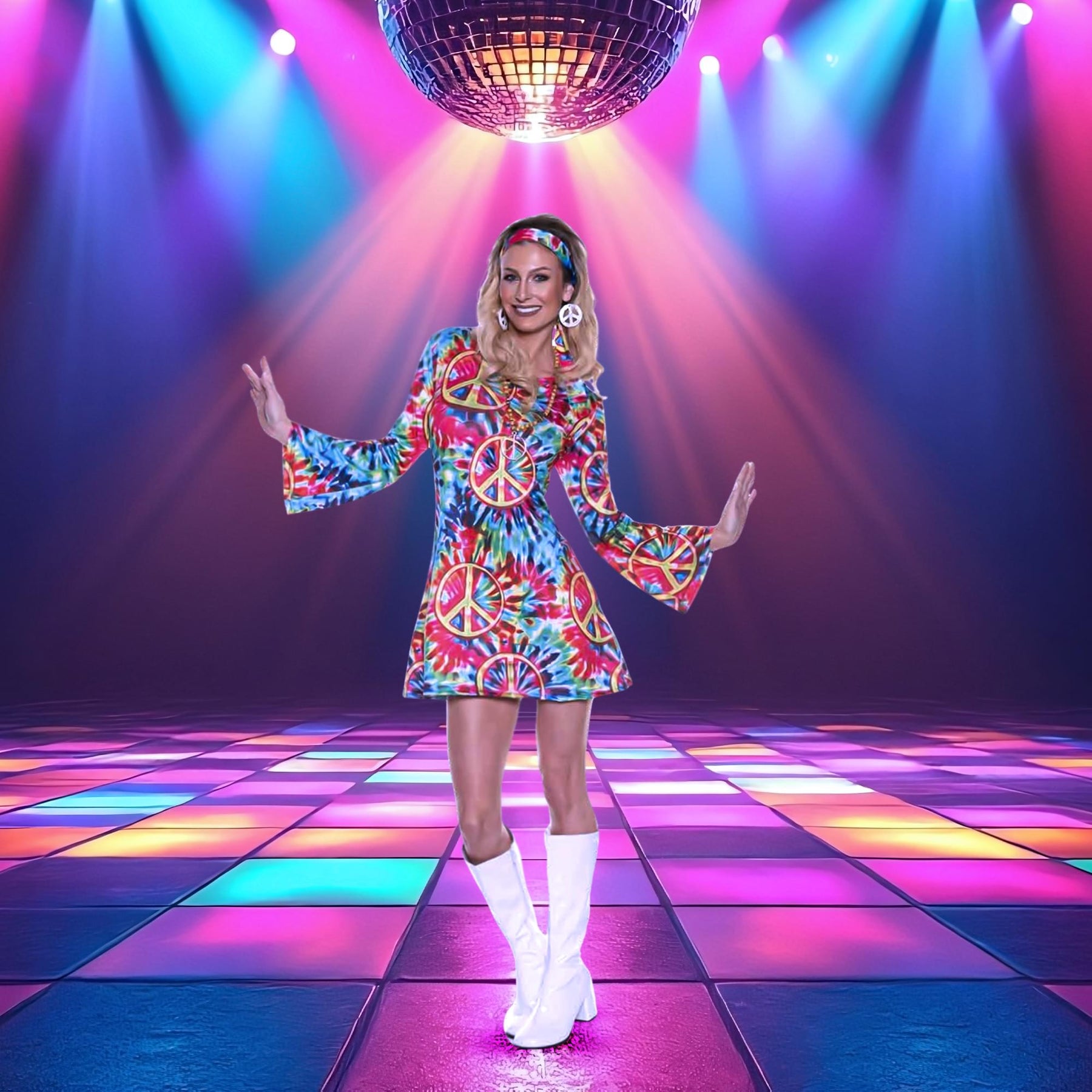 60's Tie-Dye Adult Women's Costume Dress