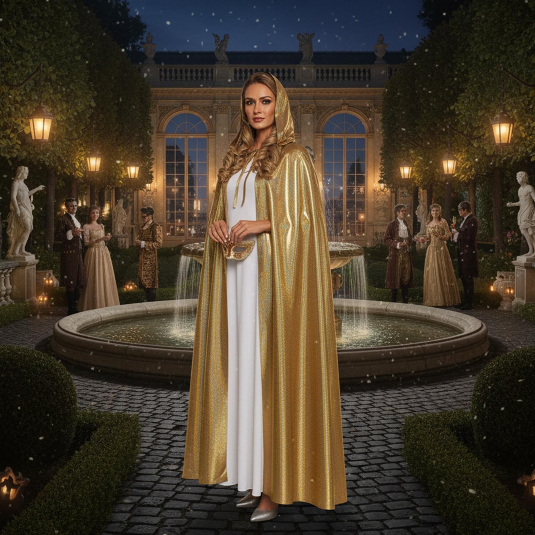 Iridescent Gold Hooded Adult Costume Cape