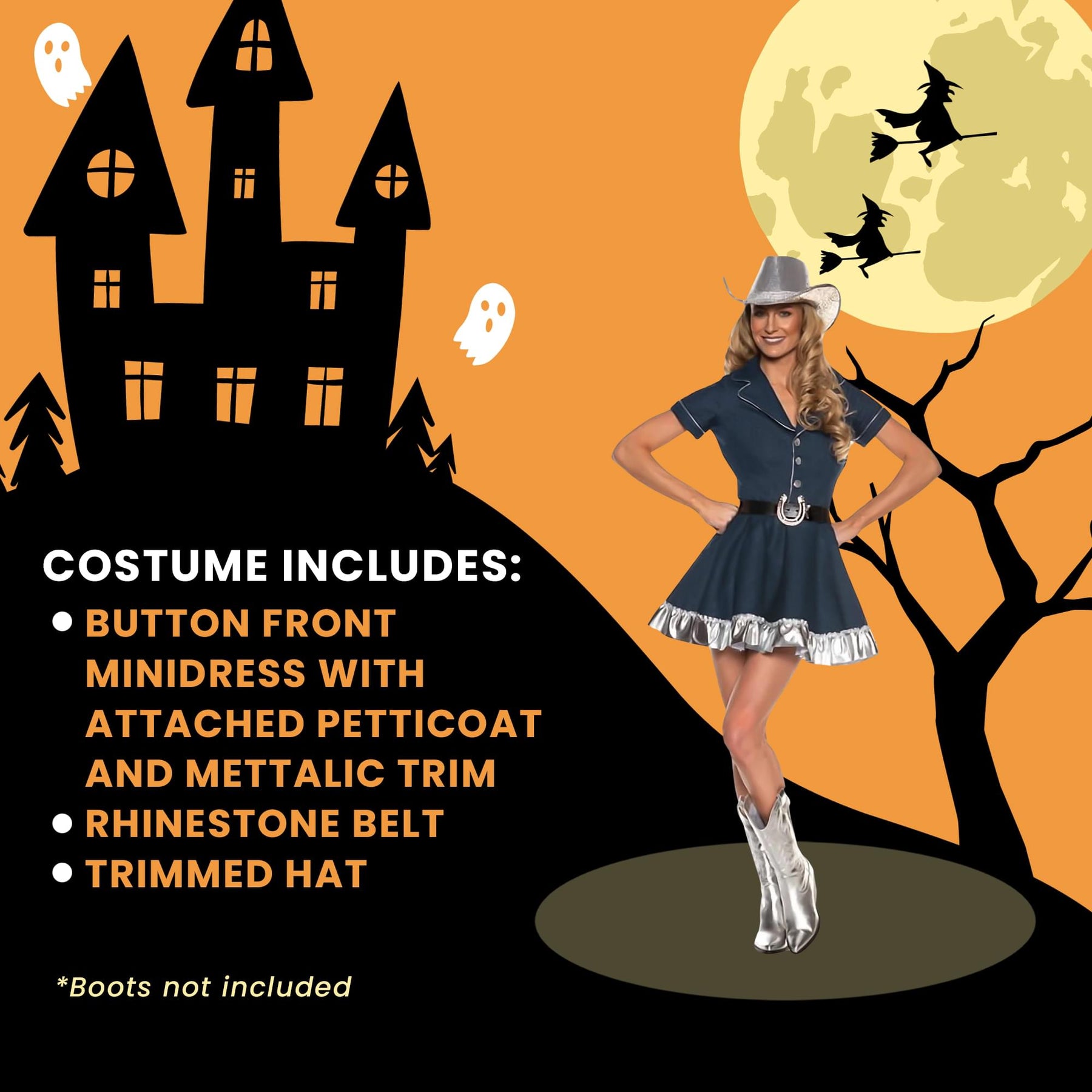 Hot Spurs Western Rodeo Adult Women's Costume Dress