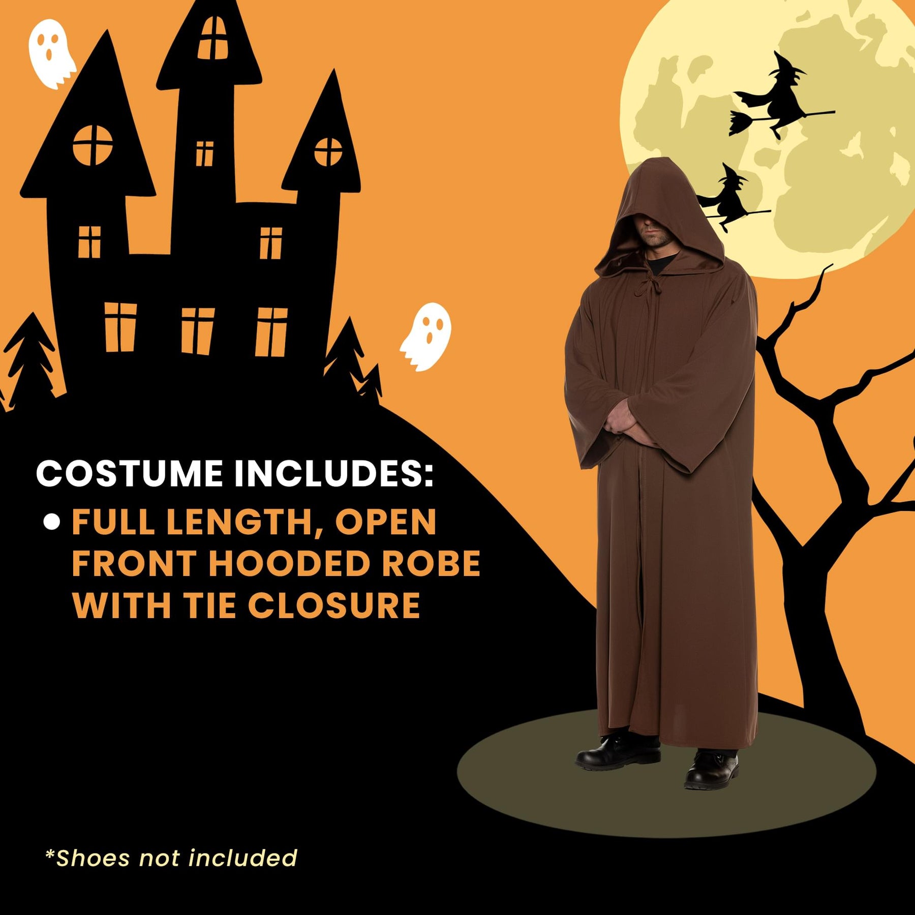Brown Hooded Cloak Adult Costume