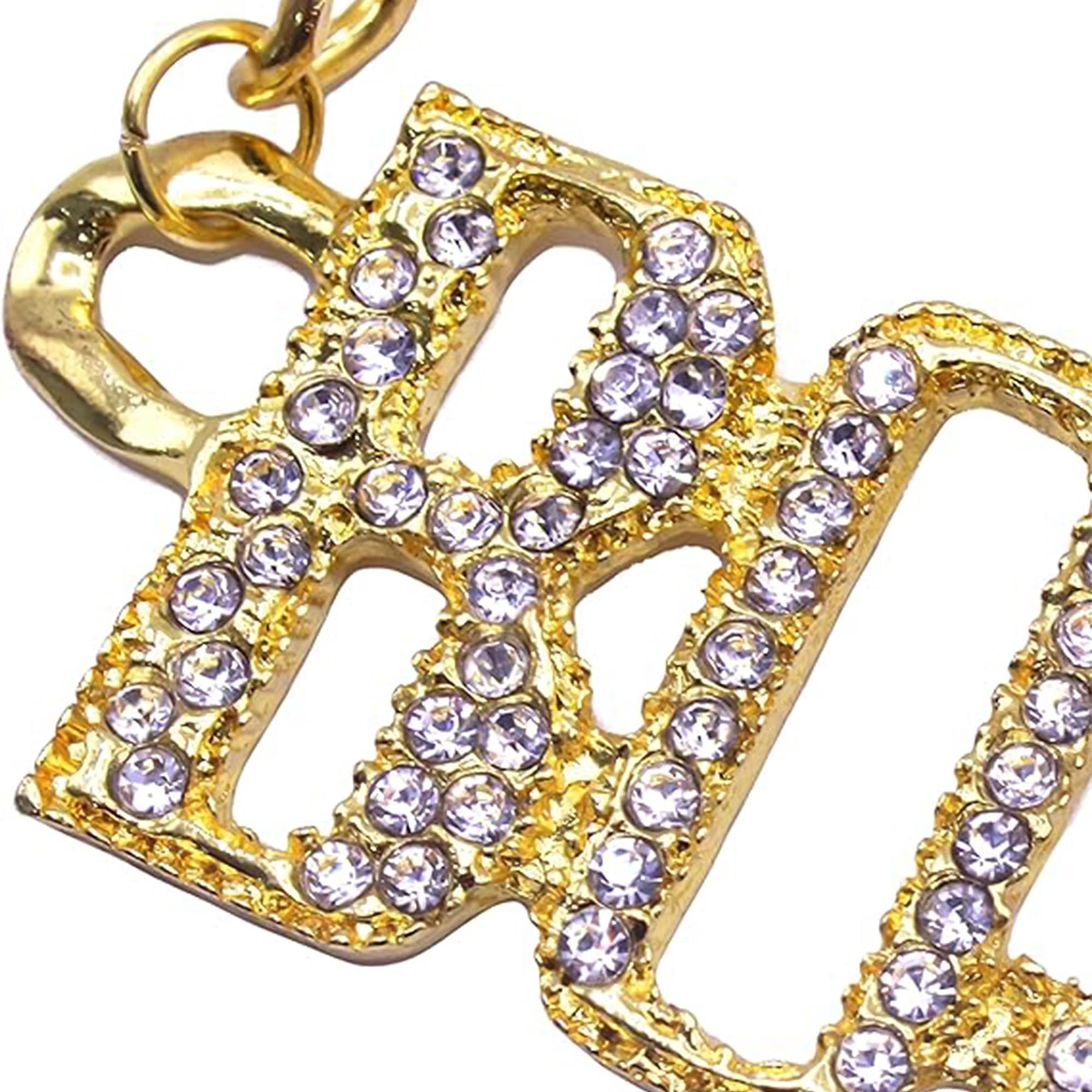 Gold Rhinestone Studded Boss Adult Costume Necklace
