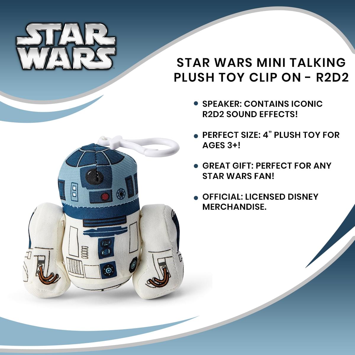 Star Wars Mini Talking Plush Toy Clip On - R2D2
