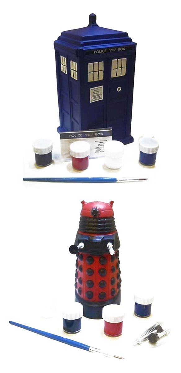 Doctor Who Paint Your Own Ceramic Bank Set of 2 with TARDIS and Dalek