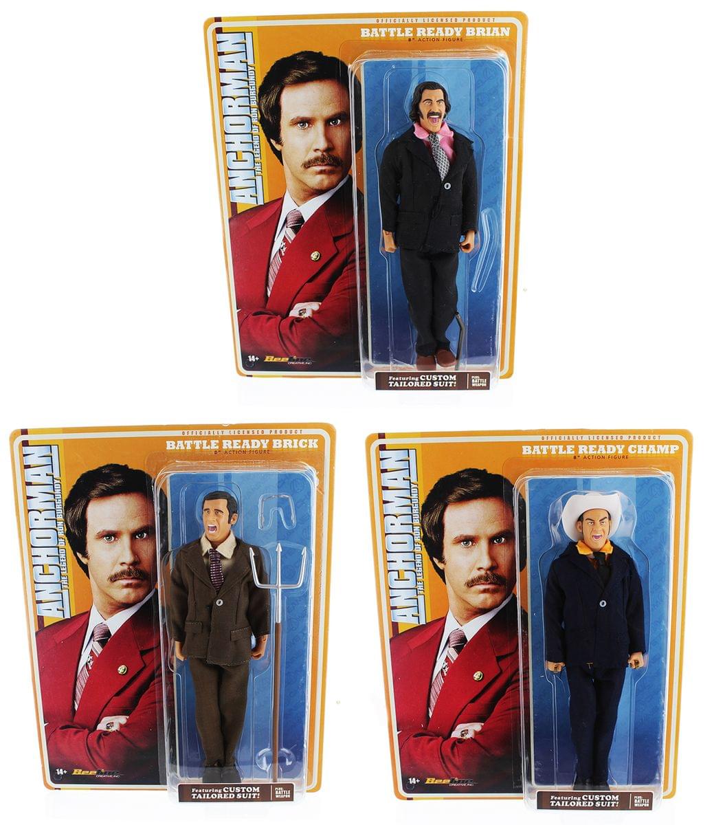 Anchorman 8-Inch Action Figures, Set of 3: Battle Ready Brick, Brian & Champ