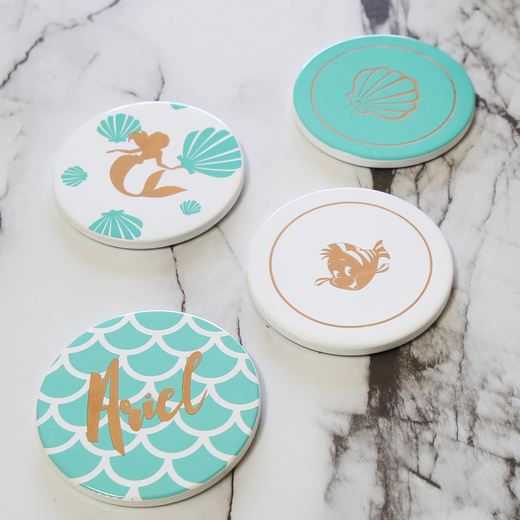 Disney The Little Mermaid 4 Piece Ceramic Coaster Set
