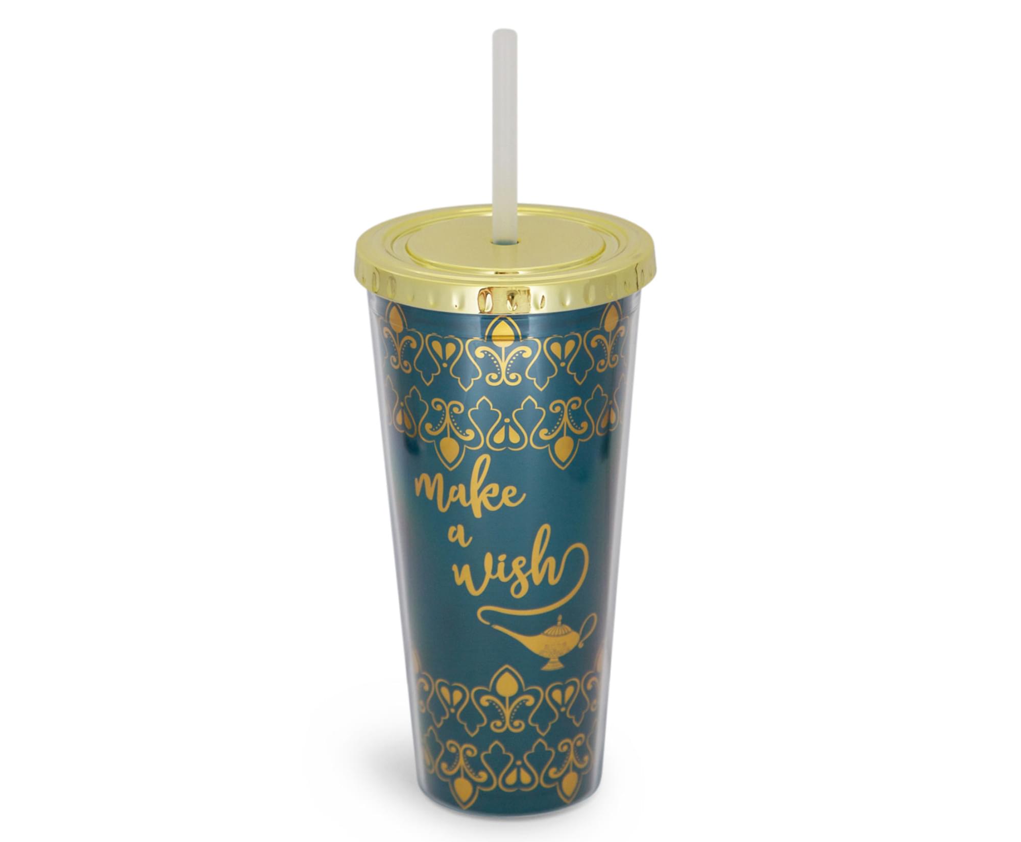 Disney Aladdin Make A Wish Reusable Carnival Cup with Lid and Straw