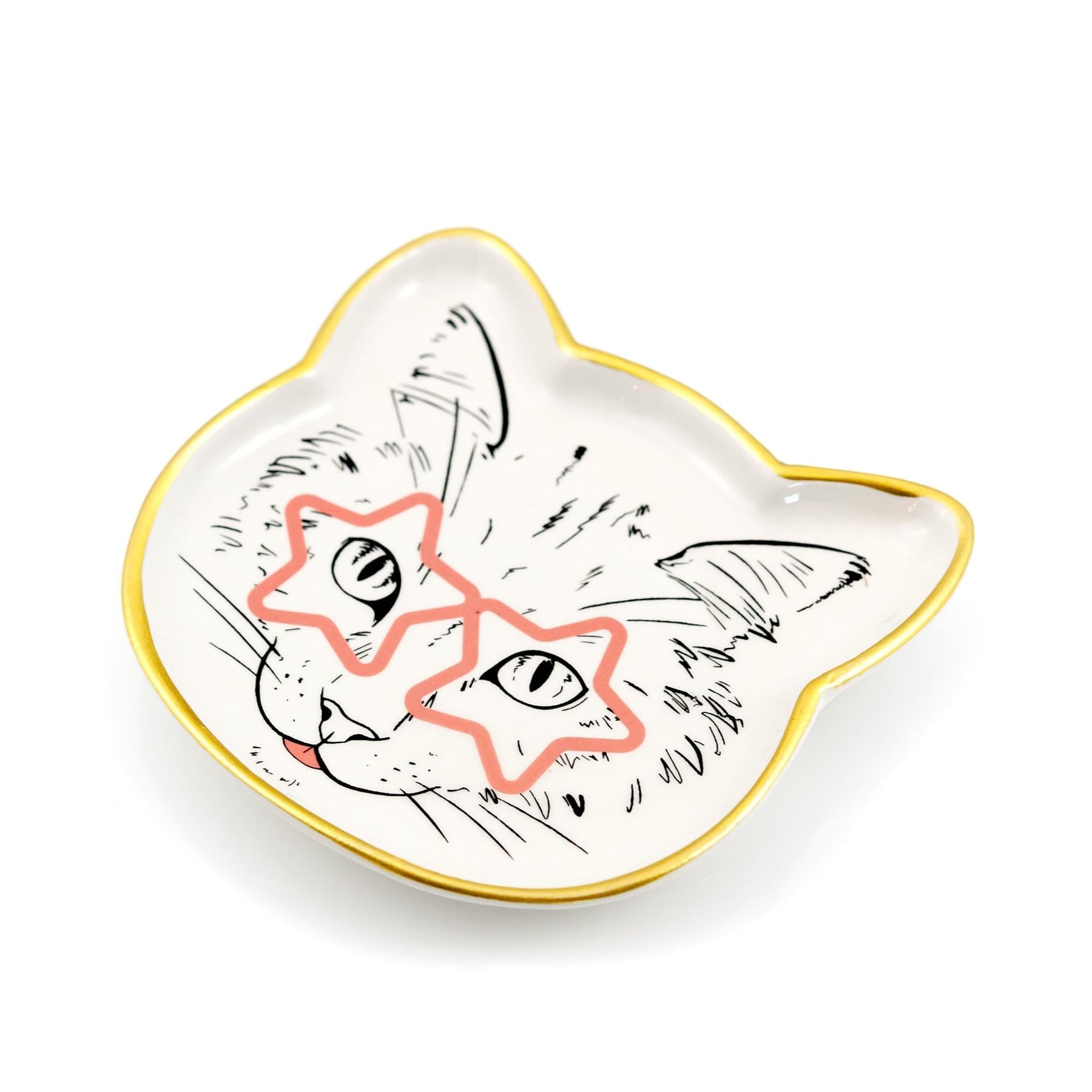 Cat Dish Plate | Small Ceramic Catchall Dish For Treats, Keys, Change, & More