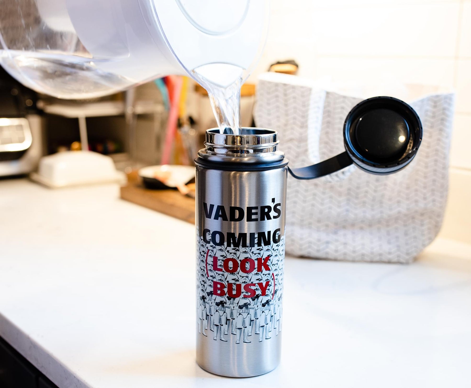 Star Wars Stormtroopers "Vader's Coming, Look Busy" Canteen Water Bottle | Holds 18 Ounces