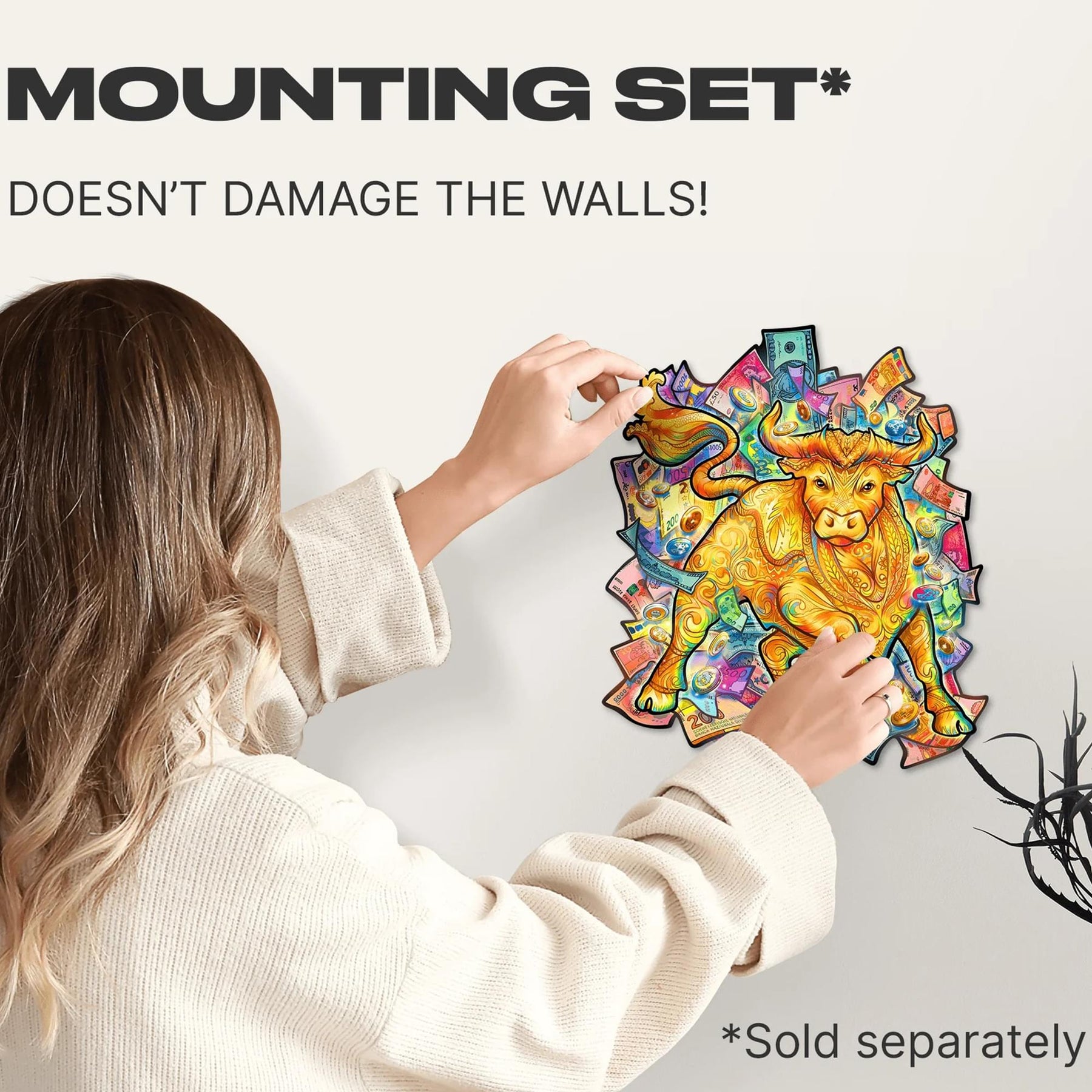 Prosperous Bull 102 Piece Shaped Wooden Jigsaw Puzzle