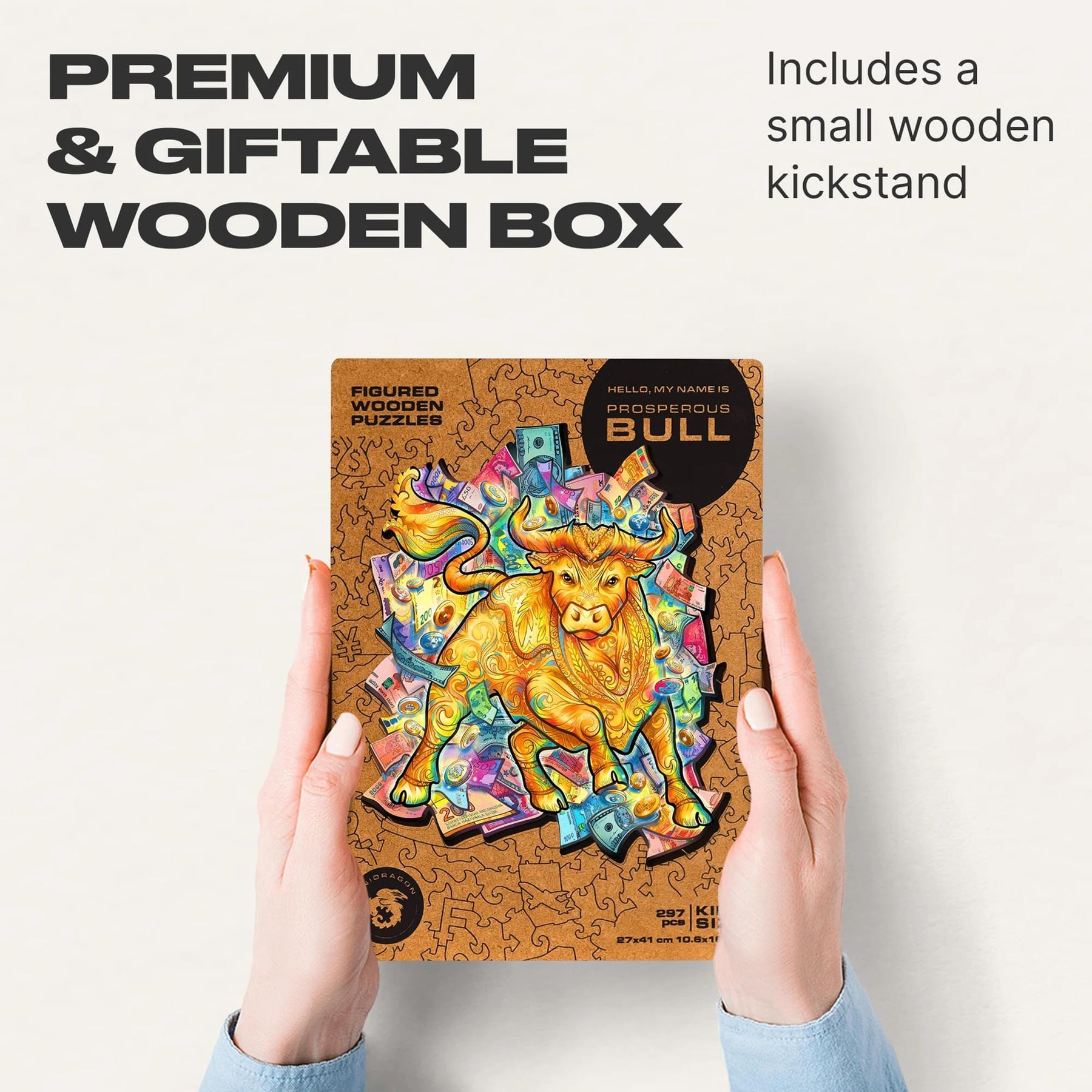 Prosperous Bull 102 Piece Shaped Wooden Jigsaw Puzzle