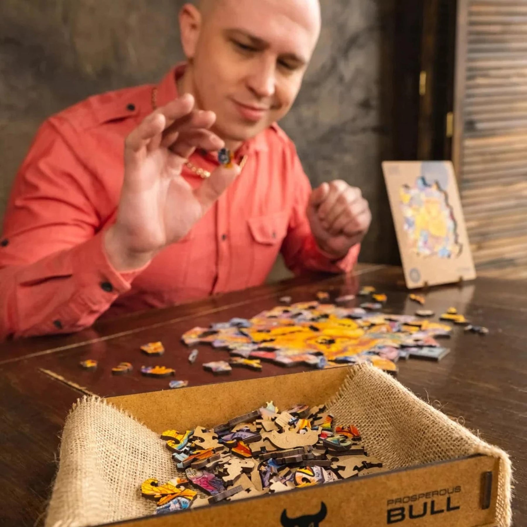 Prosperous Bull 102 Piece Shaped Wooden Jigsaw Puzzle