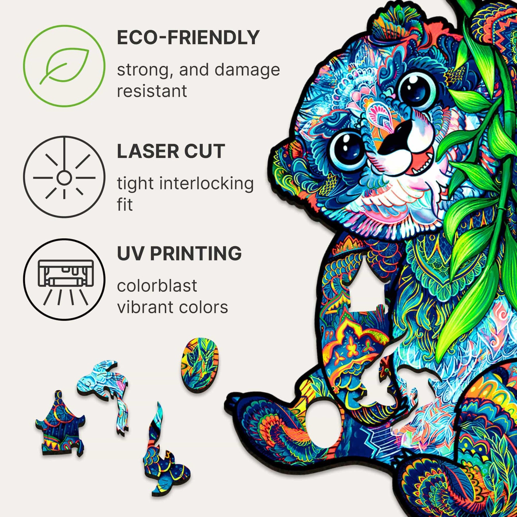 Serious Panda 318 Piece Shaped Wooden Jigsaw Puzzle