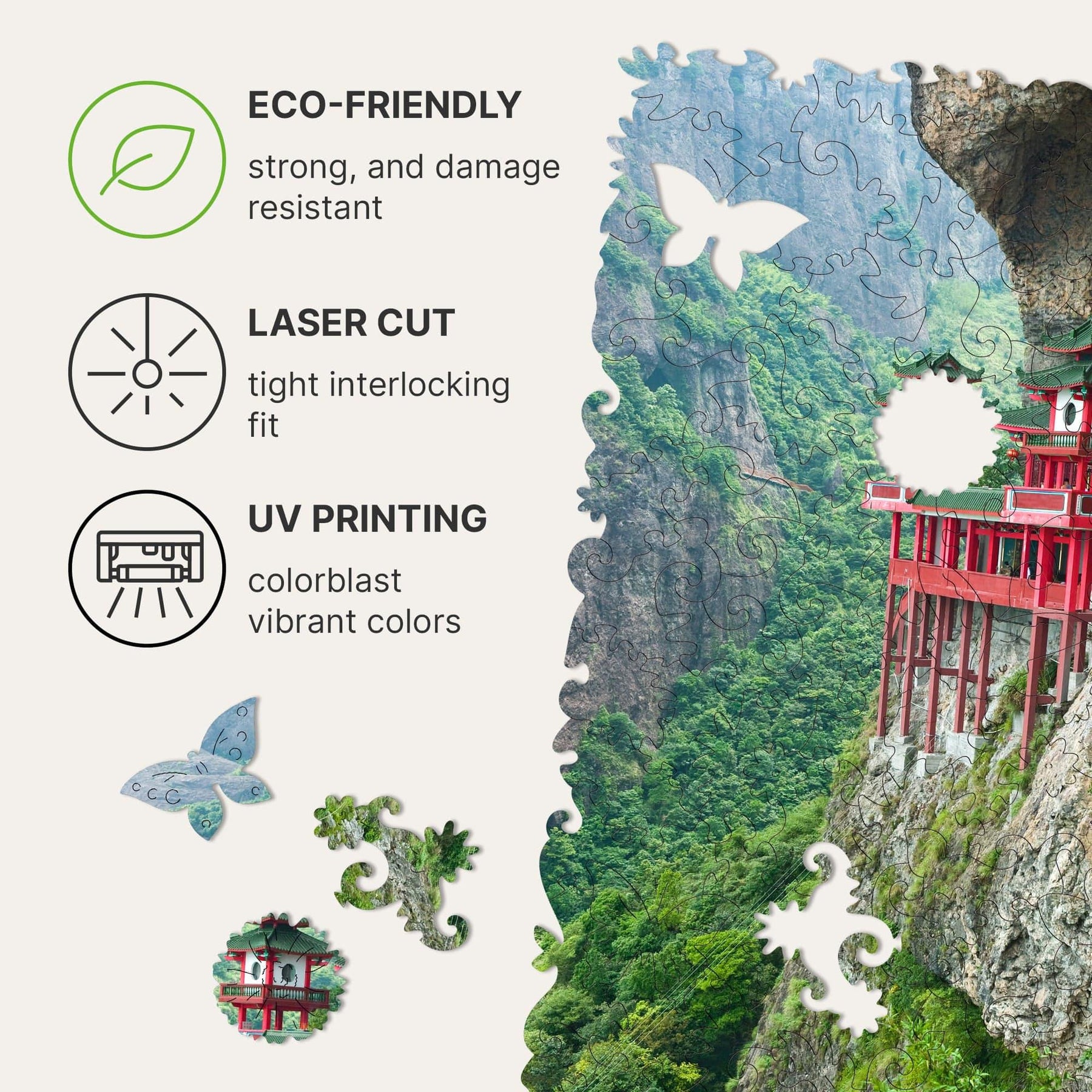 Soaring Temple 125 Piece Wooden Jigsaw Puzzle