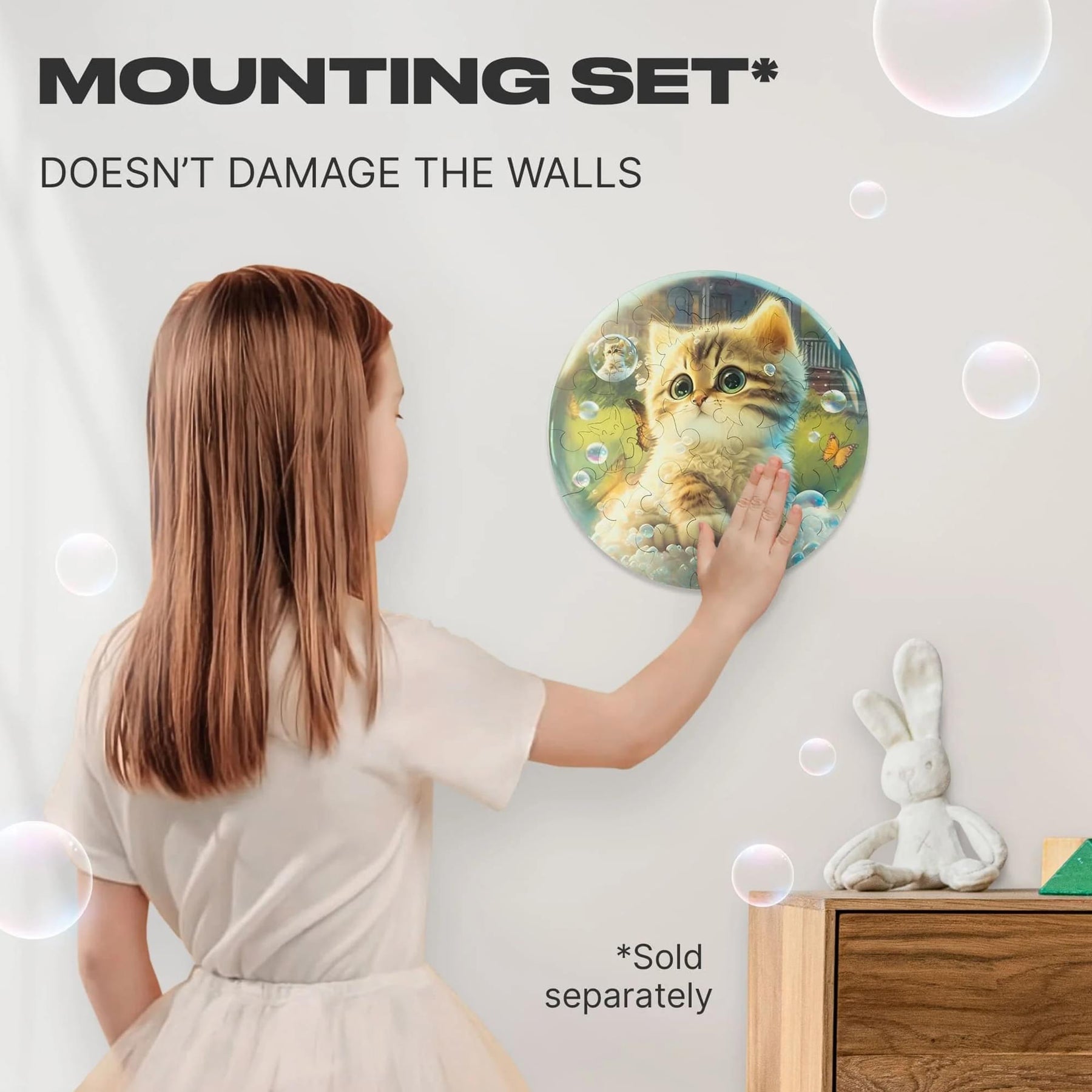 Kitty Bubblezz Round 30 Piece Wooden Jigsaw Puzzle