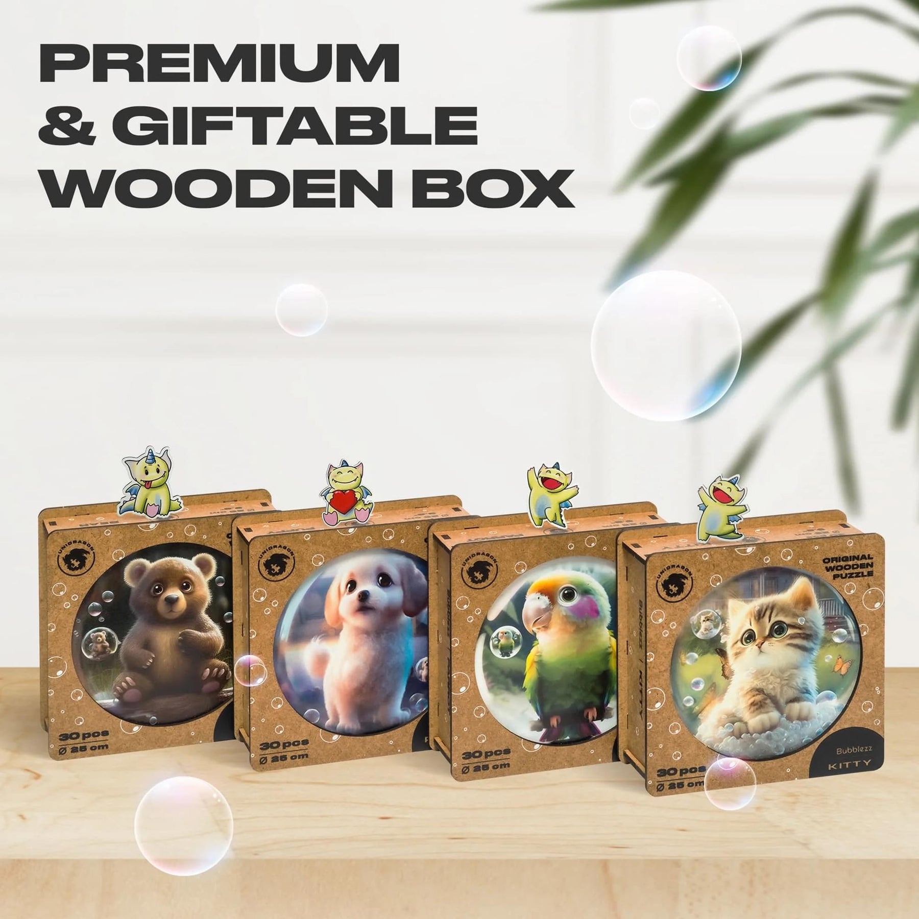 Kitty Bubblezz Round 30 Piece Wooden Jigsaw Puzzle