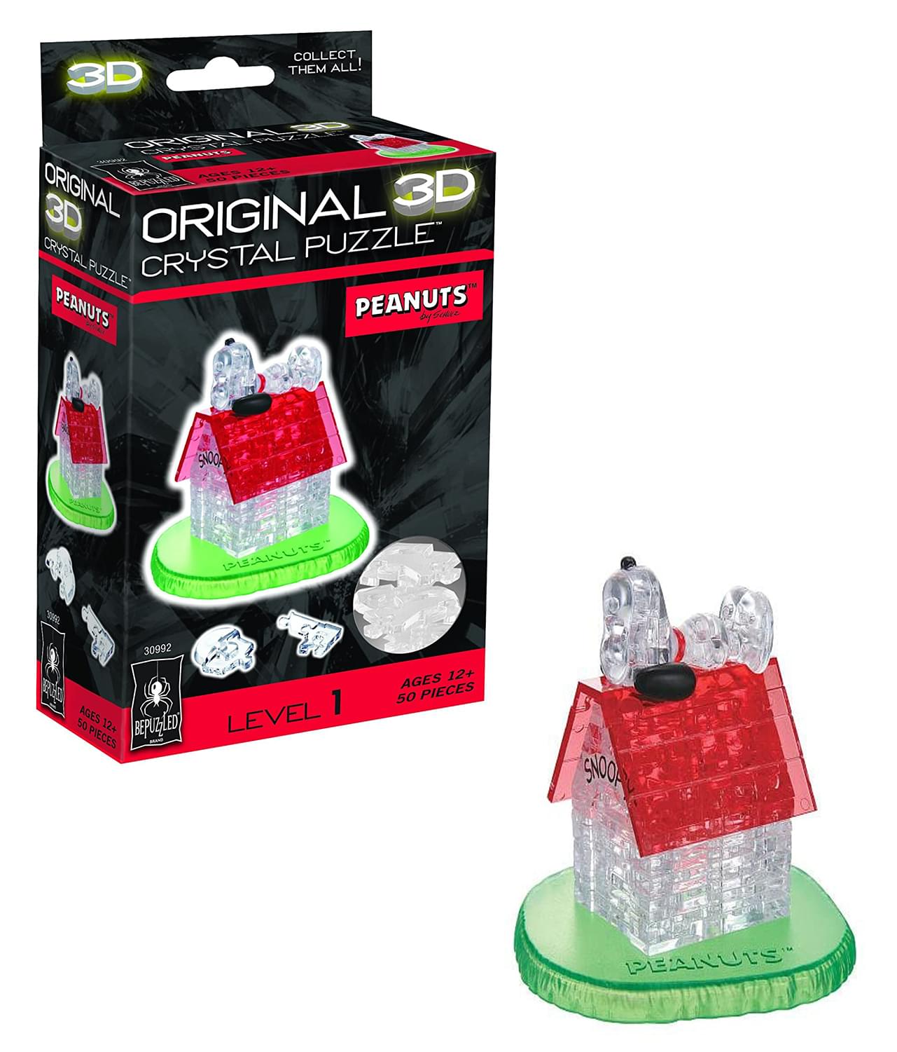 Peanuts Snoopy & Doghouse 50 Piece 3D Crystal Jigsaw Puzzle