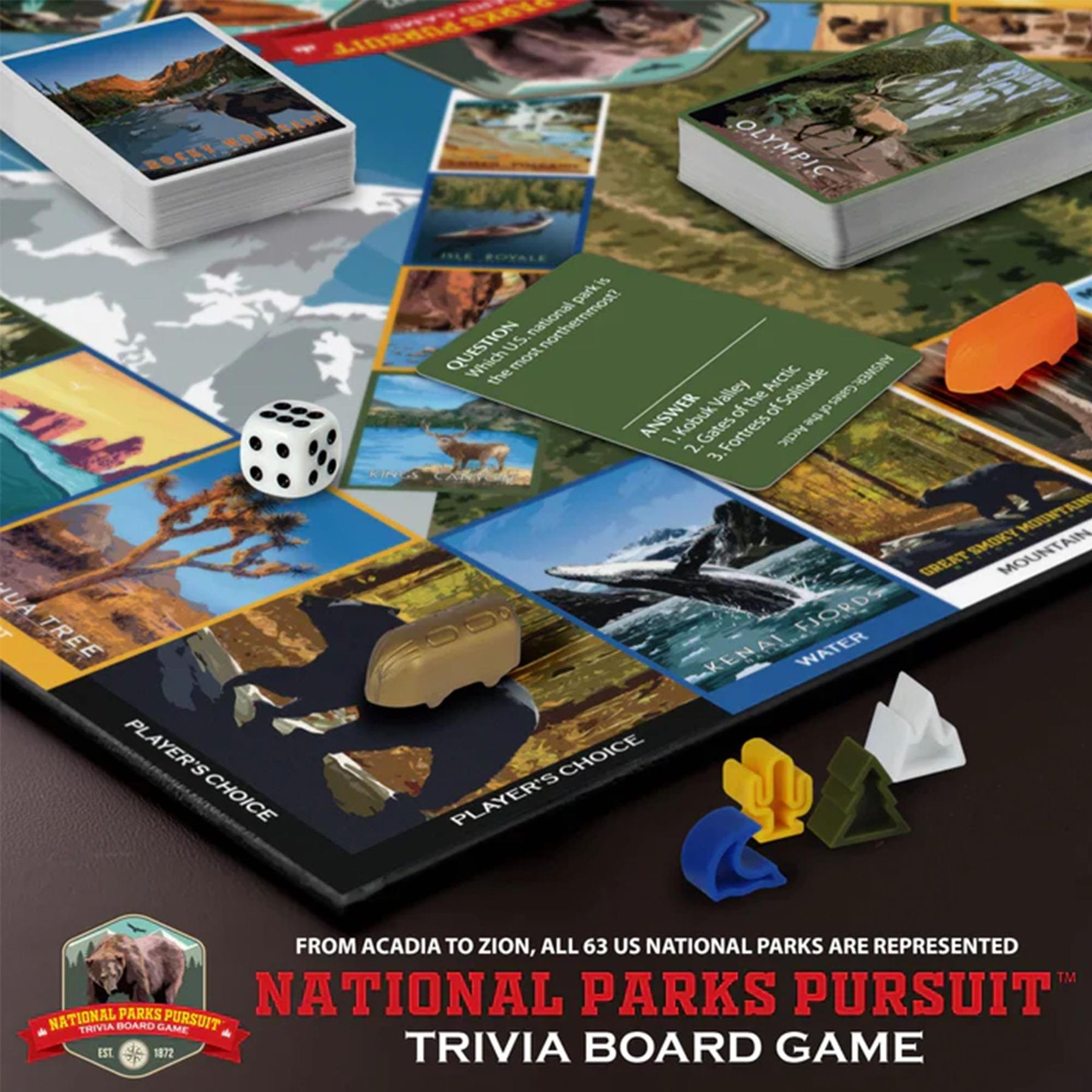 National Parks Pursuit Family Trivia Board Game | 2+ Players