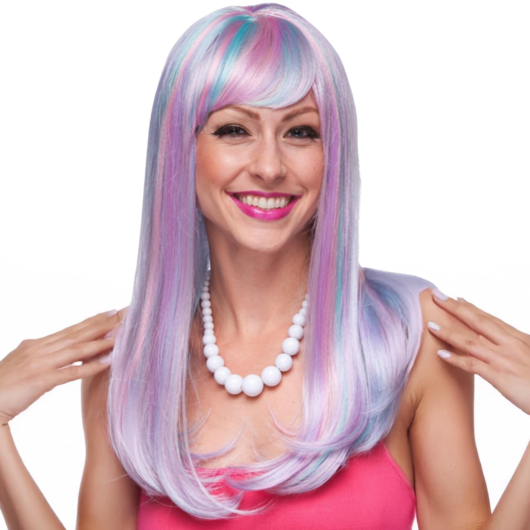 Kelly Venus Blue, Purple & Pink Wig Costume Accessory