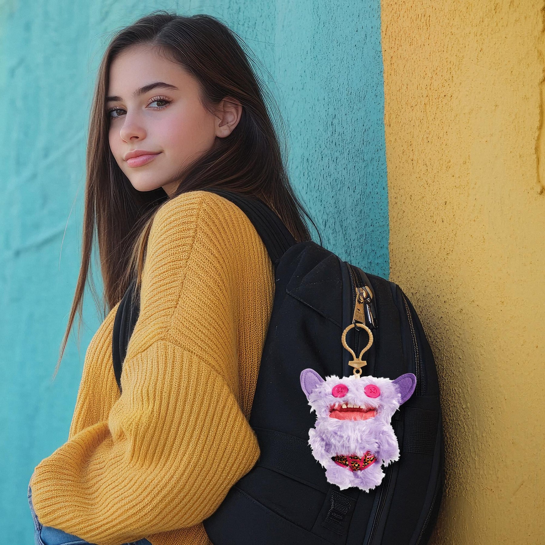 Fugglers 5-Inch Plush Clip-On | Grin Grin - Lilac