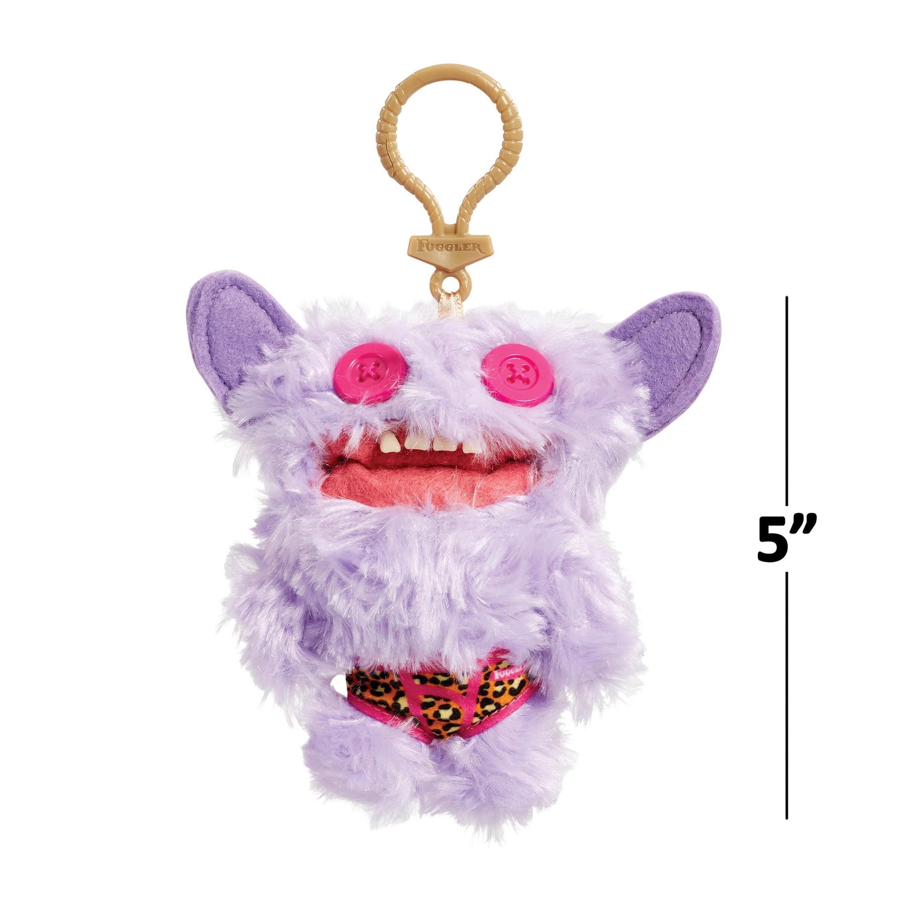 Fugglers 5-Inch Plush Clip-On | Grin Grin - Lilac