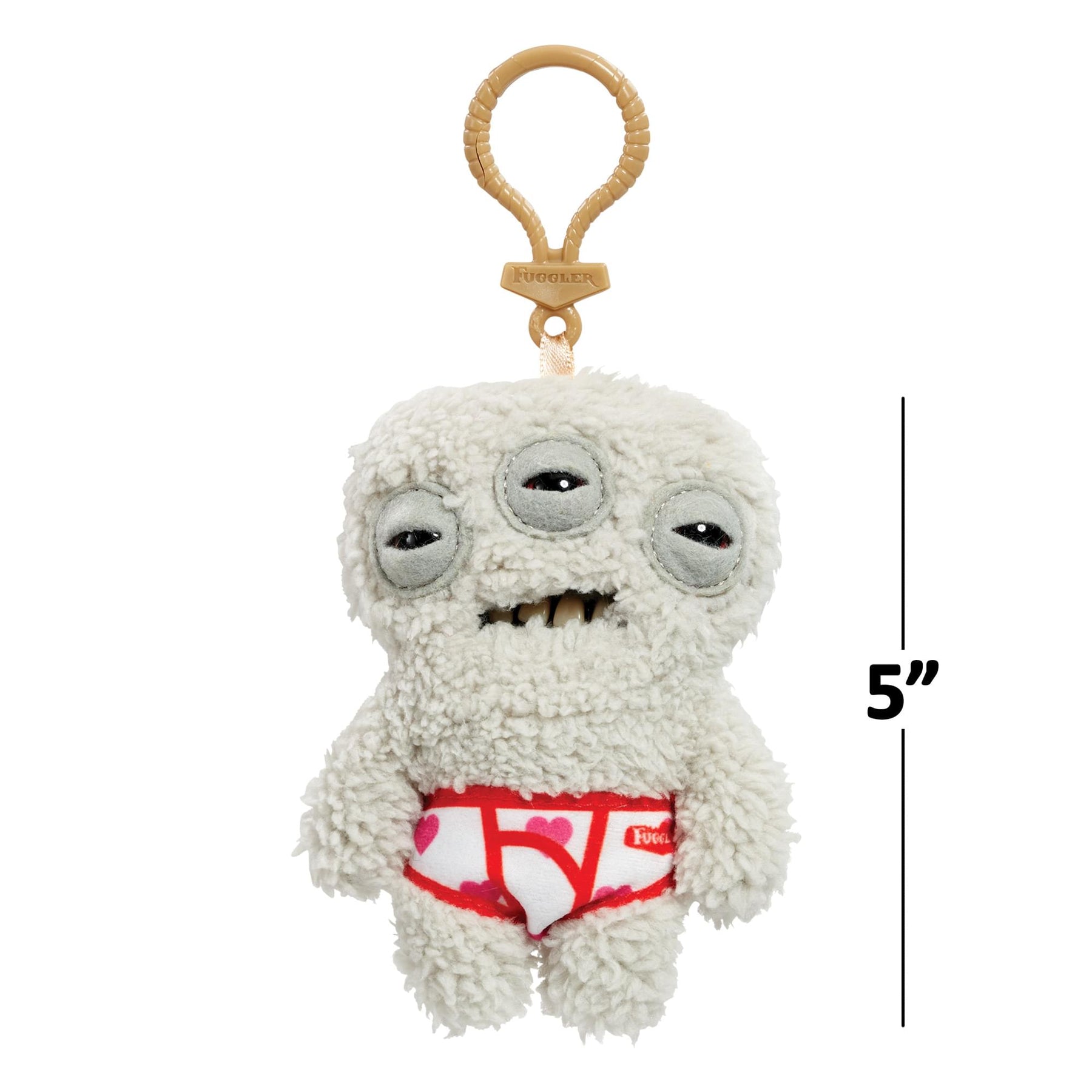 Fugglers 5-Inch Plush Clip-On | Annoyed Alien - Grey