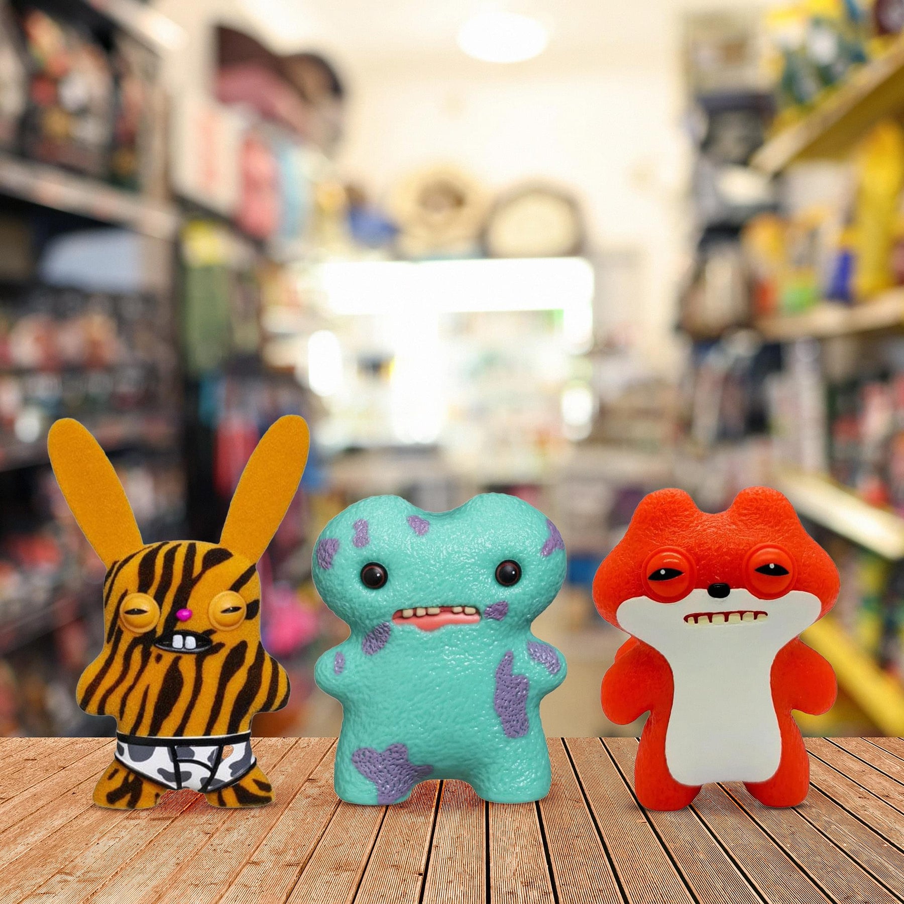 Fuggler 2.5 Inch Figure 3-Pack | Brown/White, Turquoise, Tiger Print