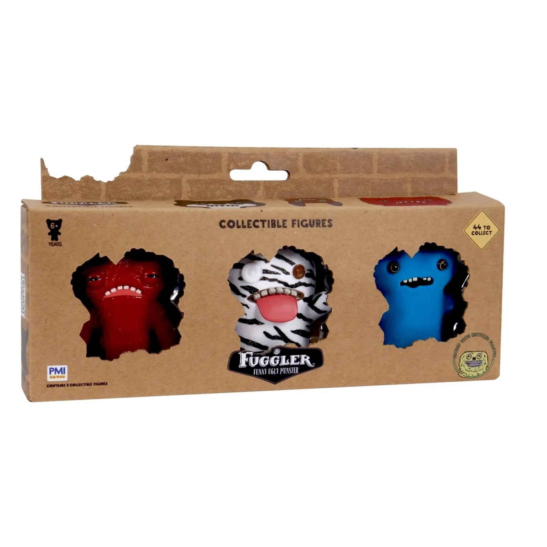 Fuggler 2.5 Inch Figure 3-Pack | Brown, Zebra Print, Blue