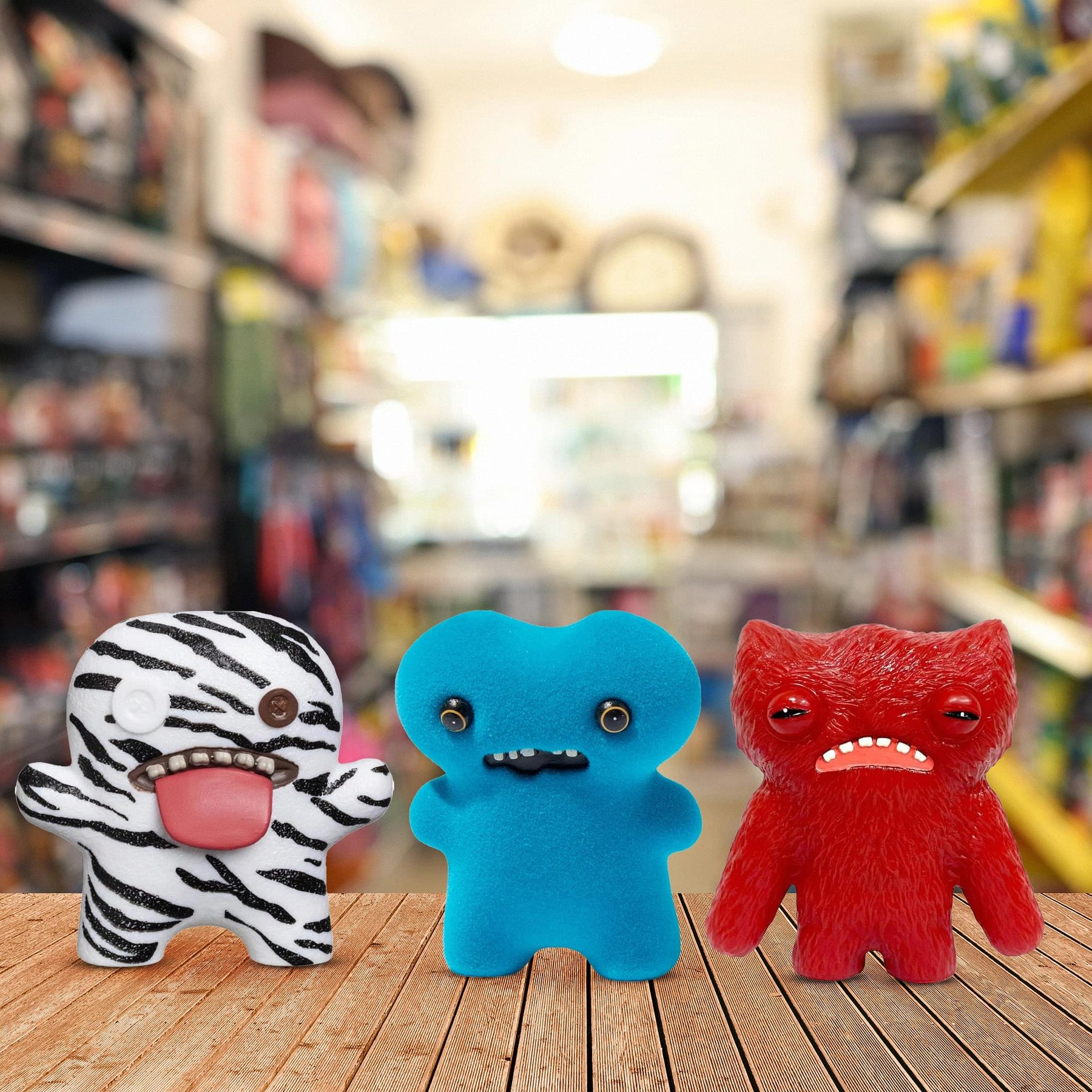 Fuggler 2.5 Inch Figure 3-Pack | Brown, Zebra Print, Blue