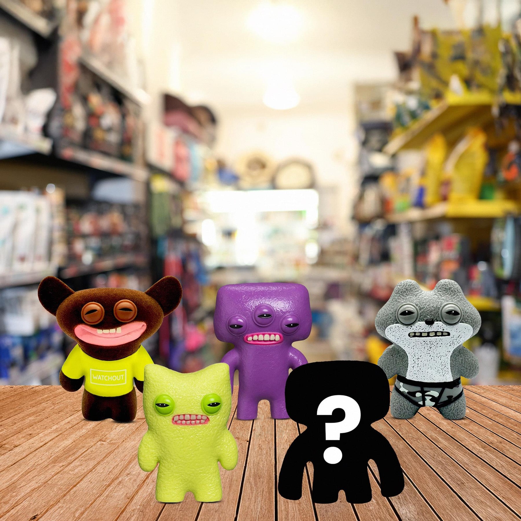 Fuggler 2.5 Inch Figure 5-Pack | Dark Purple, Gray/White, Green, Yellow