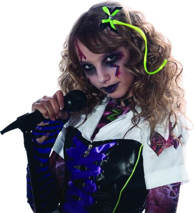 Green Hair Extension & Skull Bow Costume Accessory