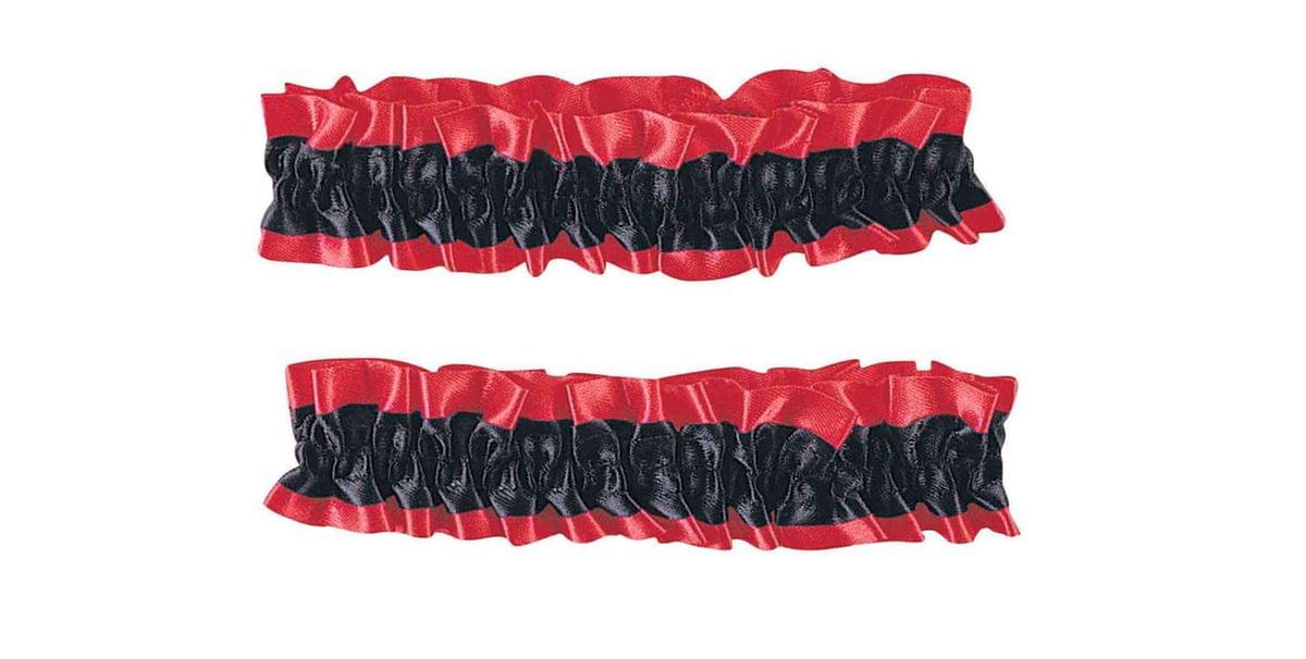 Red And Black Silken Garter Or Armband Adult Costume Set