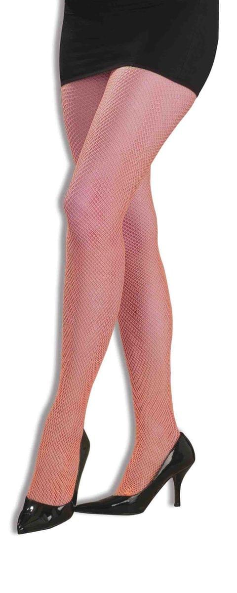 80's Neon Orange Adult Costume Fishnet Tights