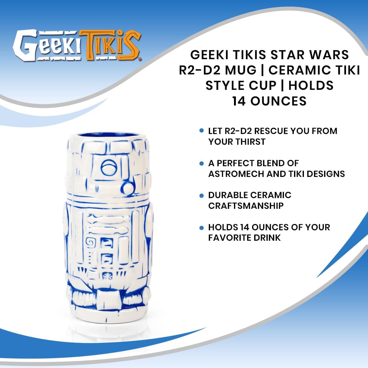 Geeki Tikis Star Wars R2-D2 Mug | Ceramic Tiki Style Cup | Holds 14 Ounces