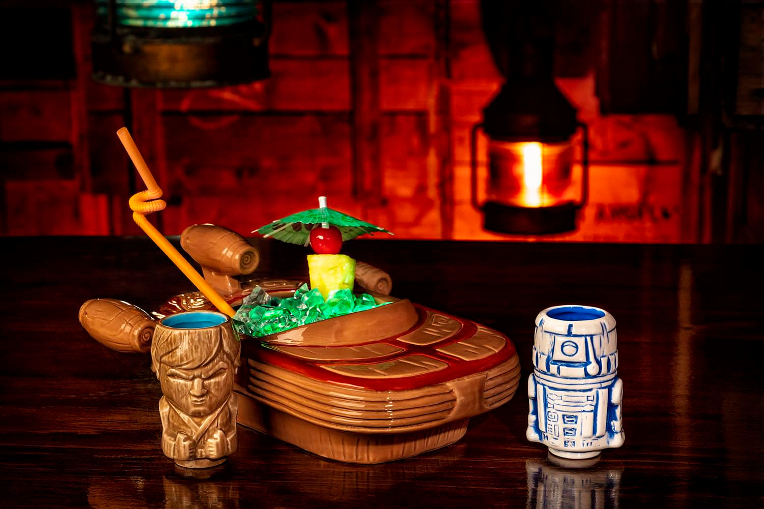 Geeki Tikis Star Wars Landspeeder Punch Bowl with Luke and R2-D2 Mini Muglets